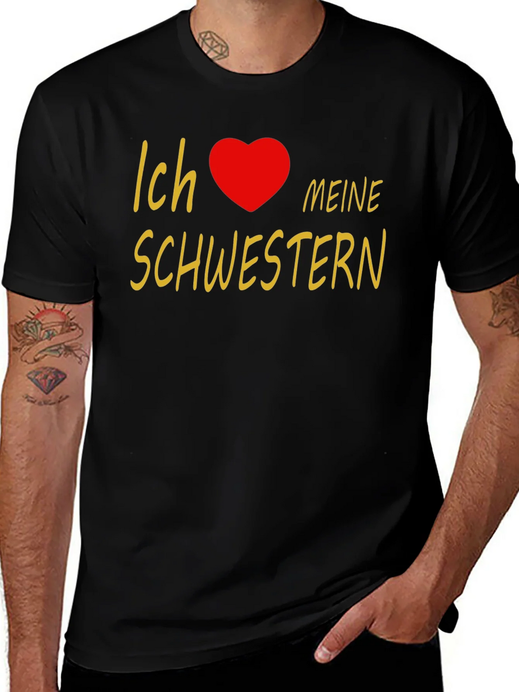I Love My Sisters T-Shirt - Black Cotton Tee