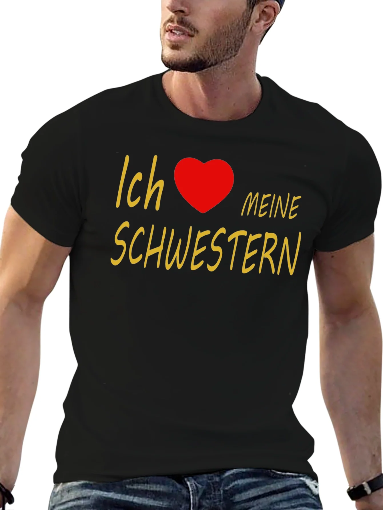 I Love My Sisters T-Shirt - Black Cotton Tee