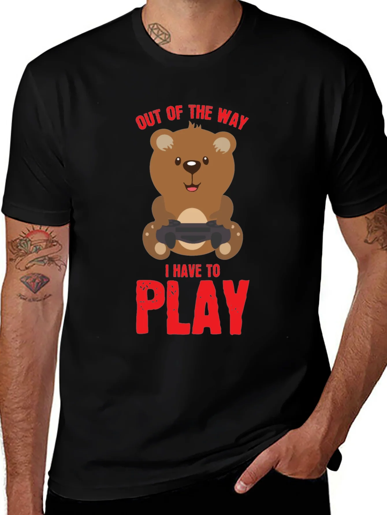 Gamer Bear T-Shirt - Out of the Way I Have to Play