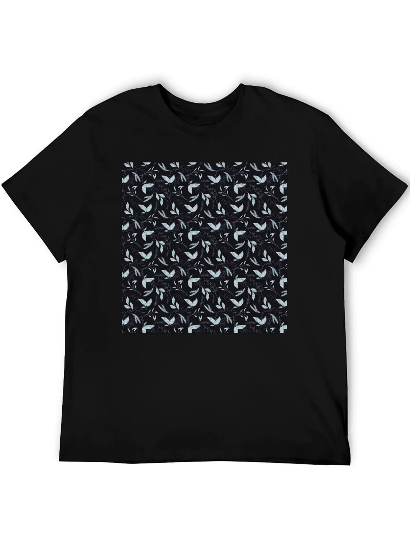 Leaf Pattern Black T-Shirt