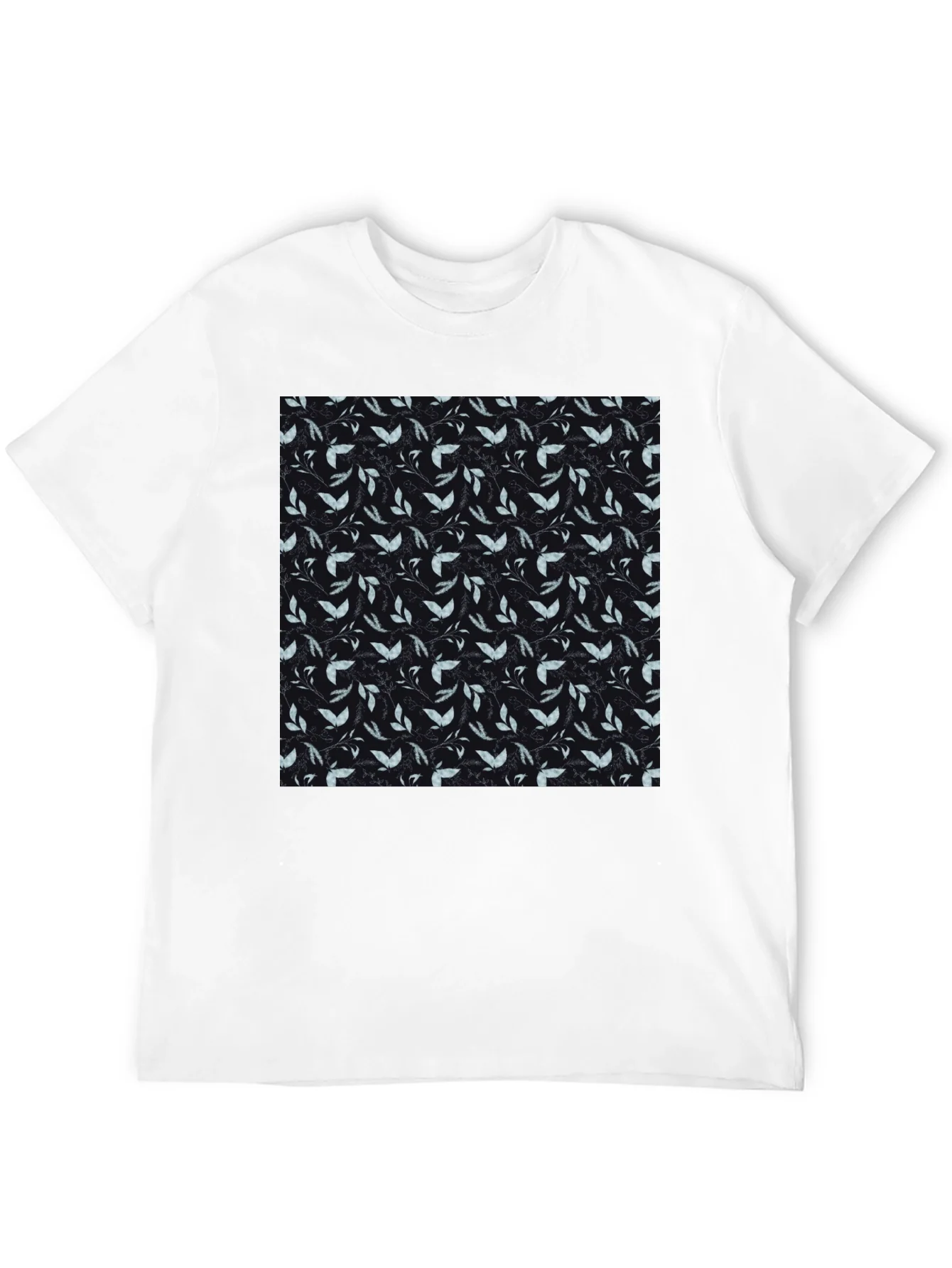 Leaf Pattern Black T-Shirt