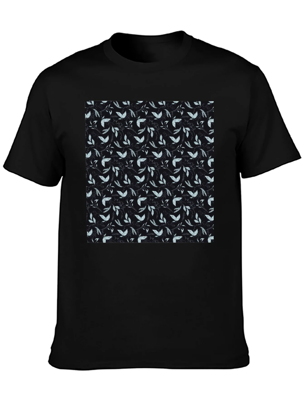 Leaf Pattern Black T-Shirt