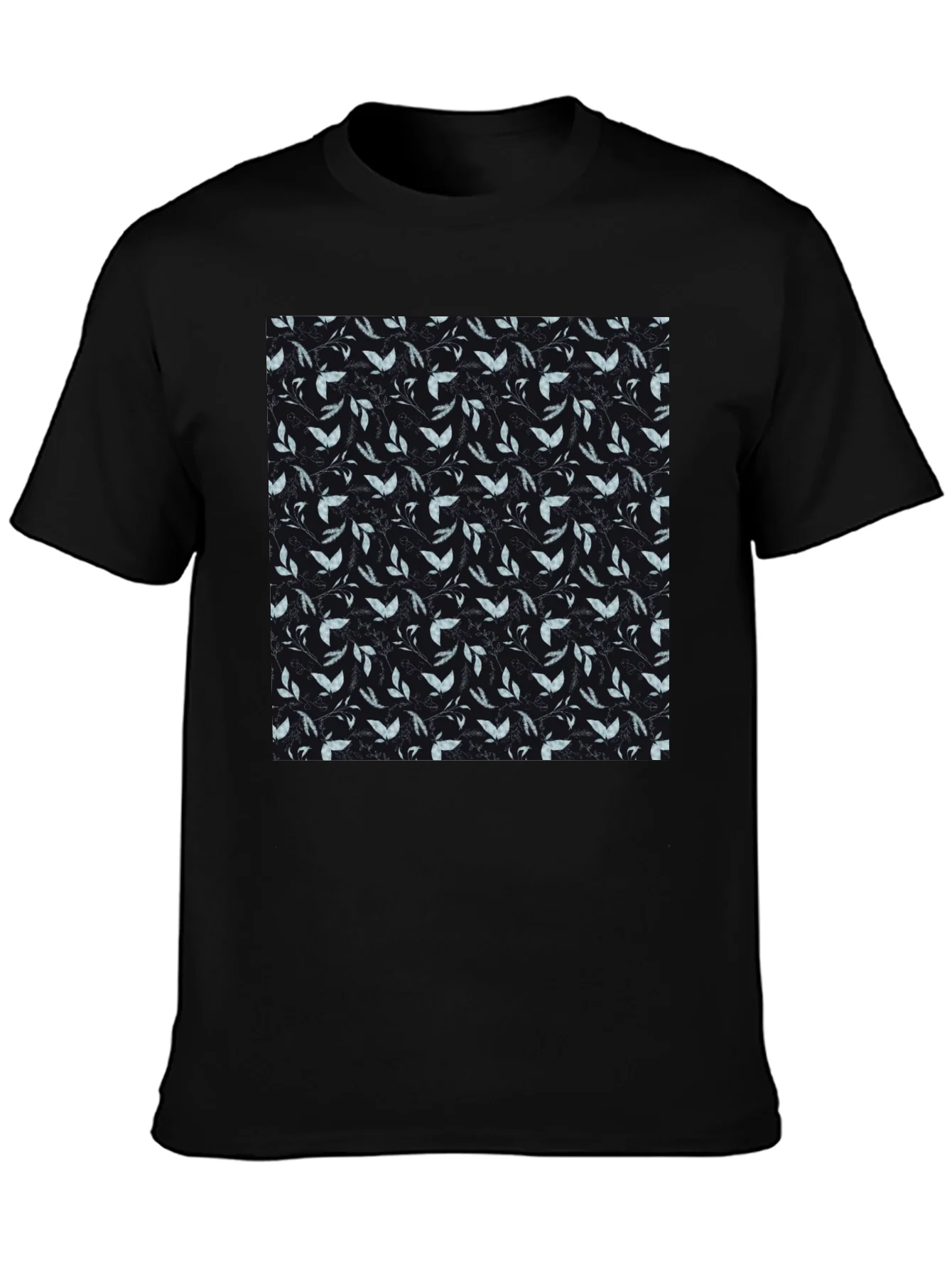 Leaf Pattern Black T-Shirt