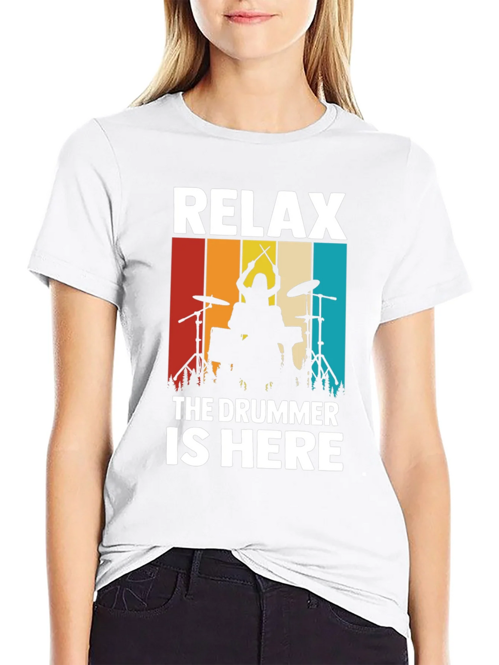Relax The Drummer is Here T-Shirt - Drummer Silhouette