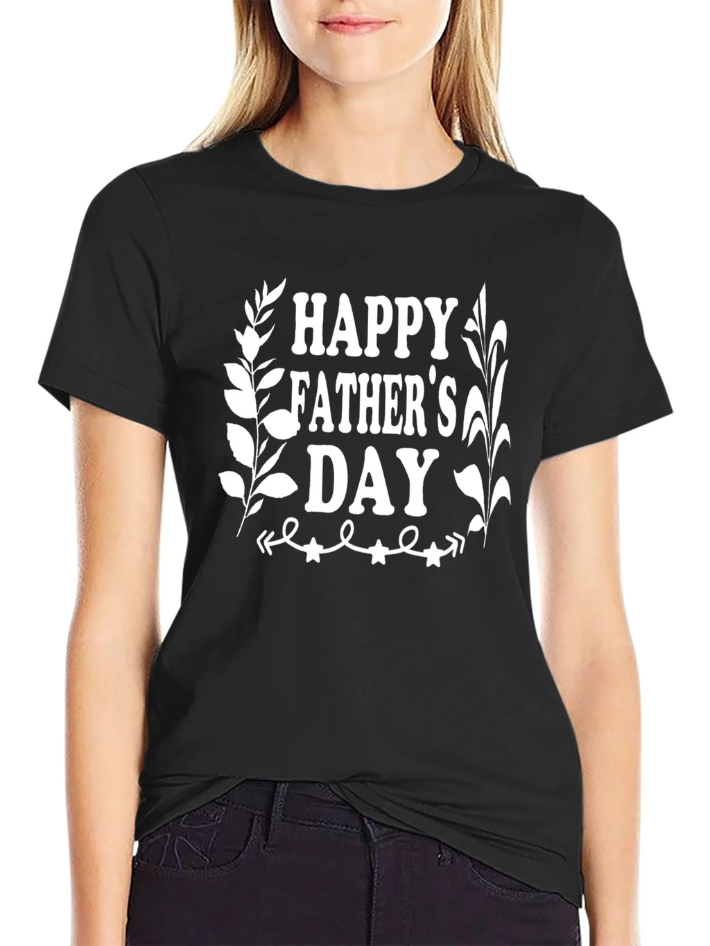 Happy Fathers Day Graphic Tee - Black Cotton T-Shirt
