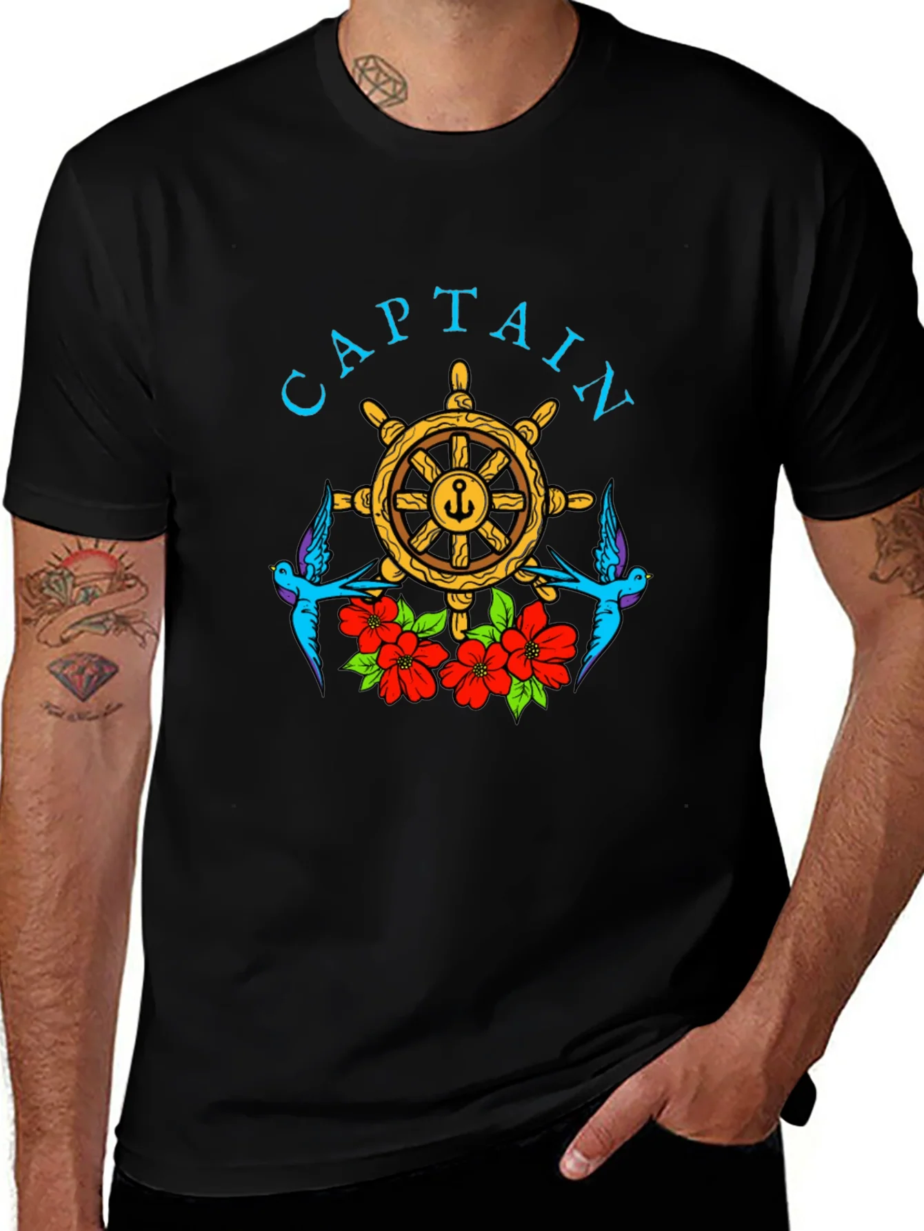 Captain Wheel Floral Graphic Tee