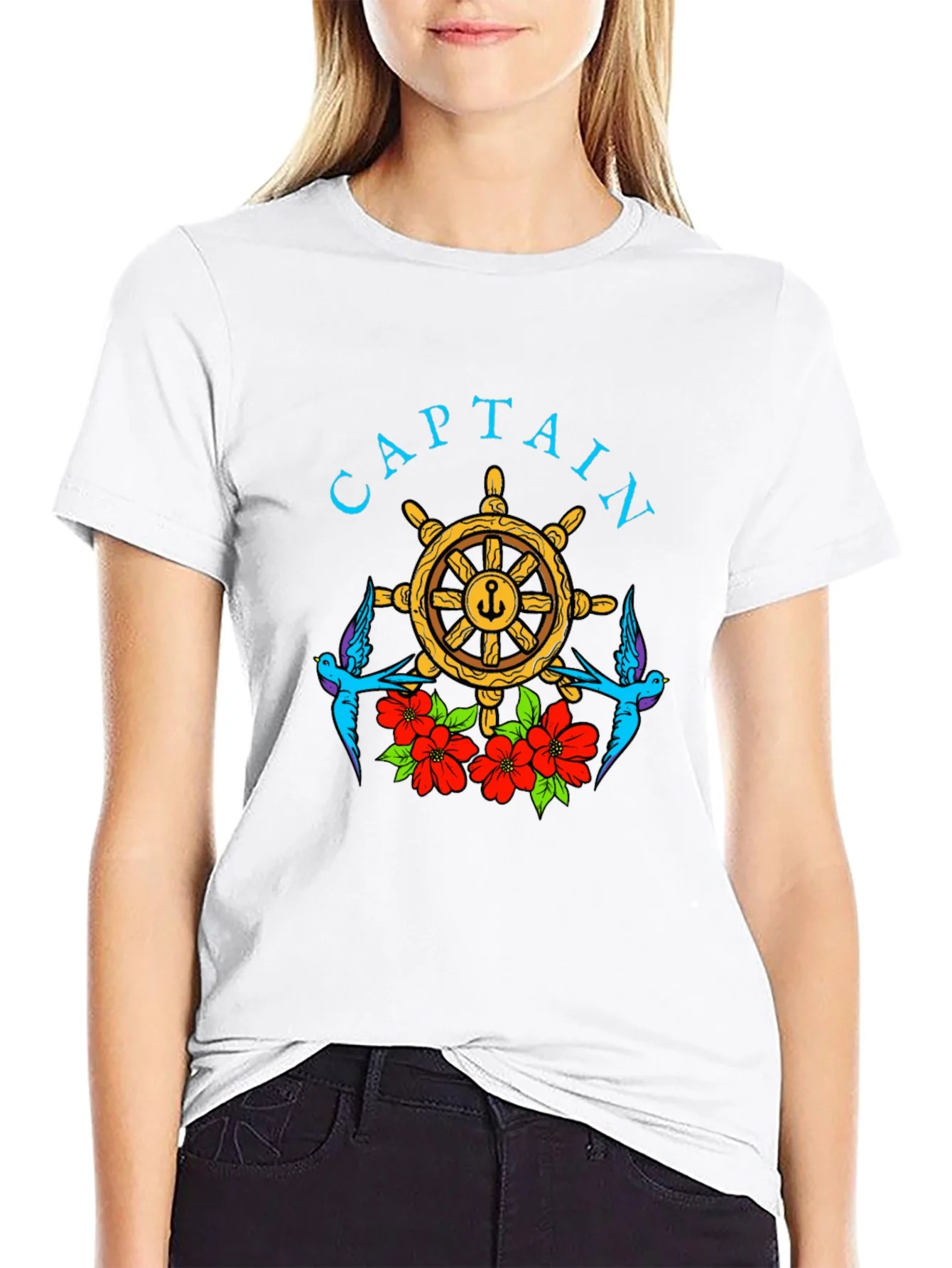 Captain Wheel Floral Graphic Tee