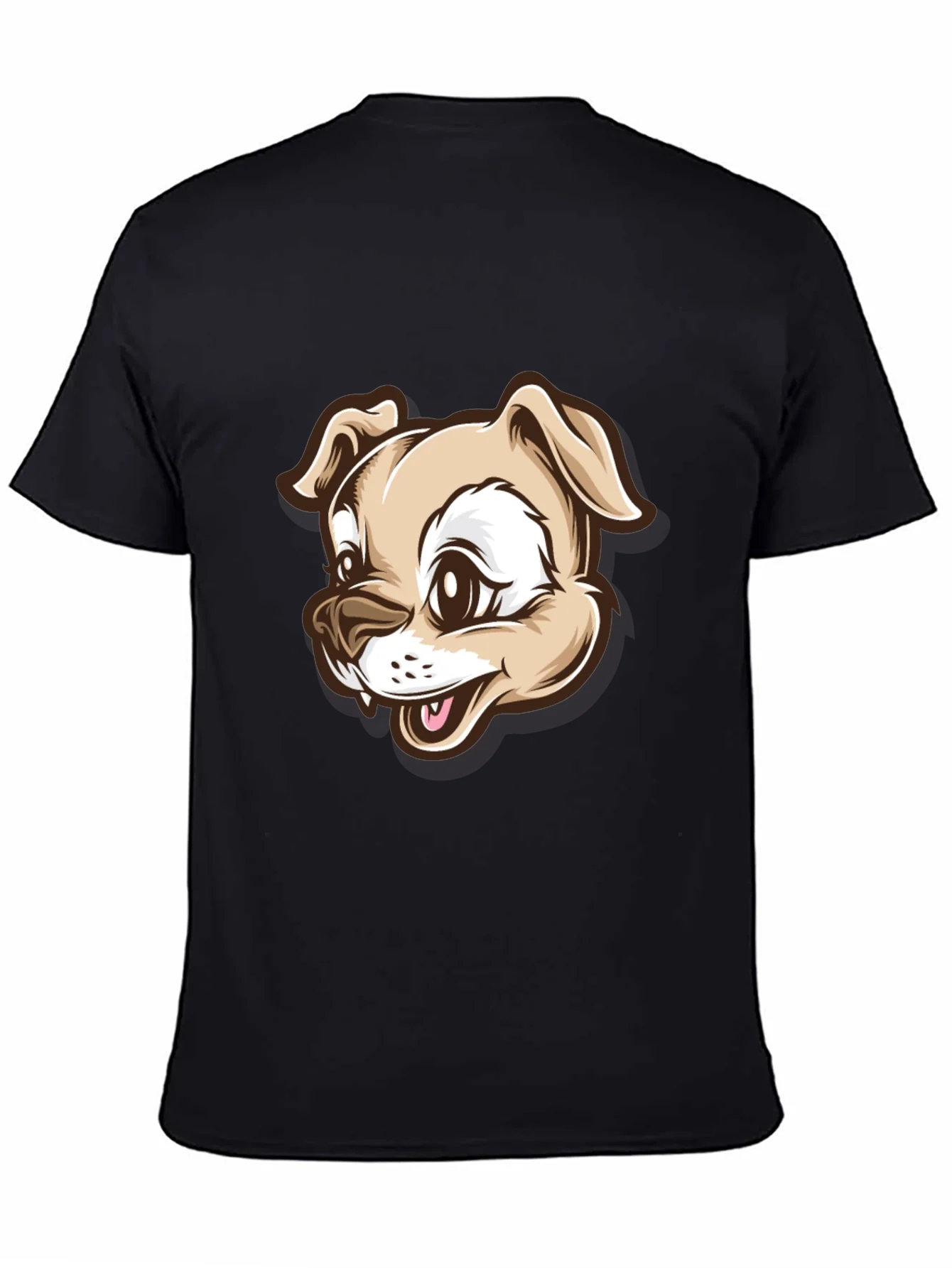 Dog Cartoon Graphic T-Shirt - Black