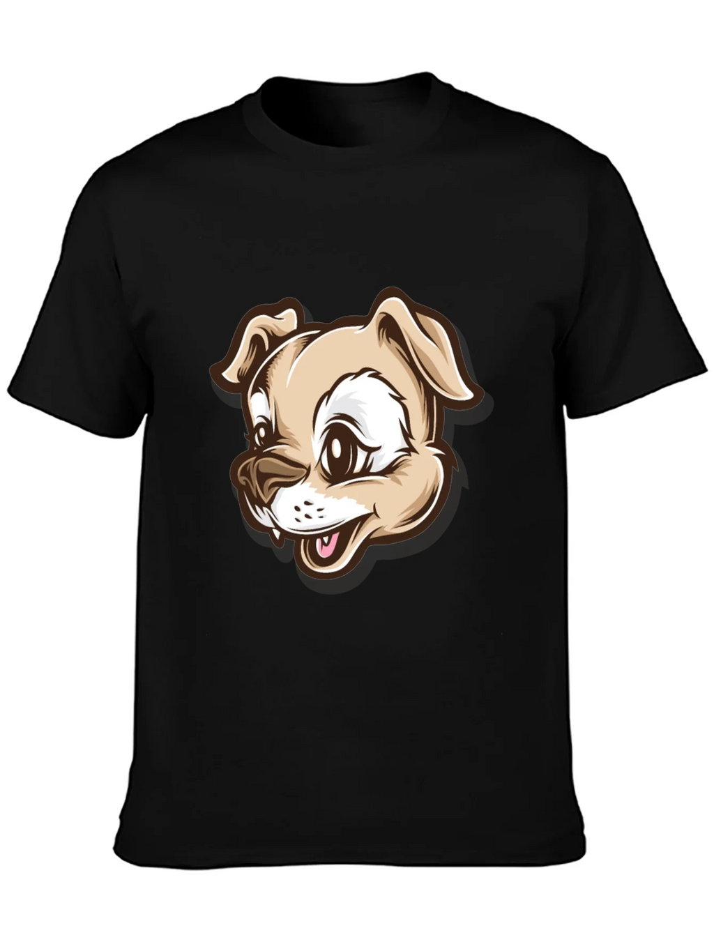 Dog Cartoon Graphic T-Shirt - Black