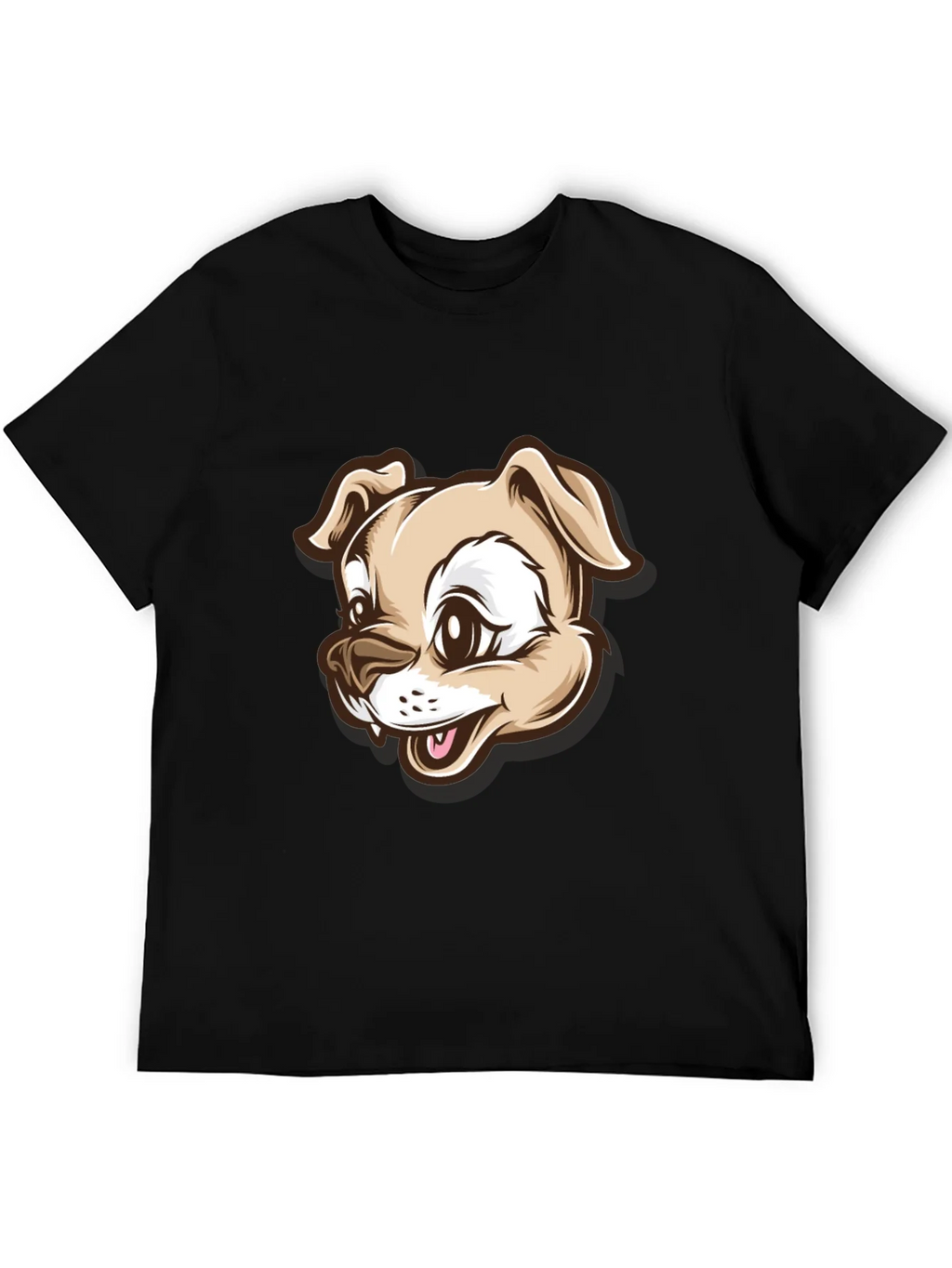 Dog Cartoon Graphic T-Shirt - Black