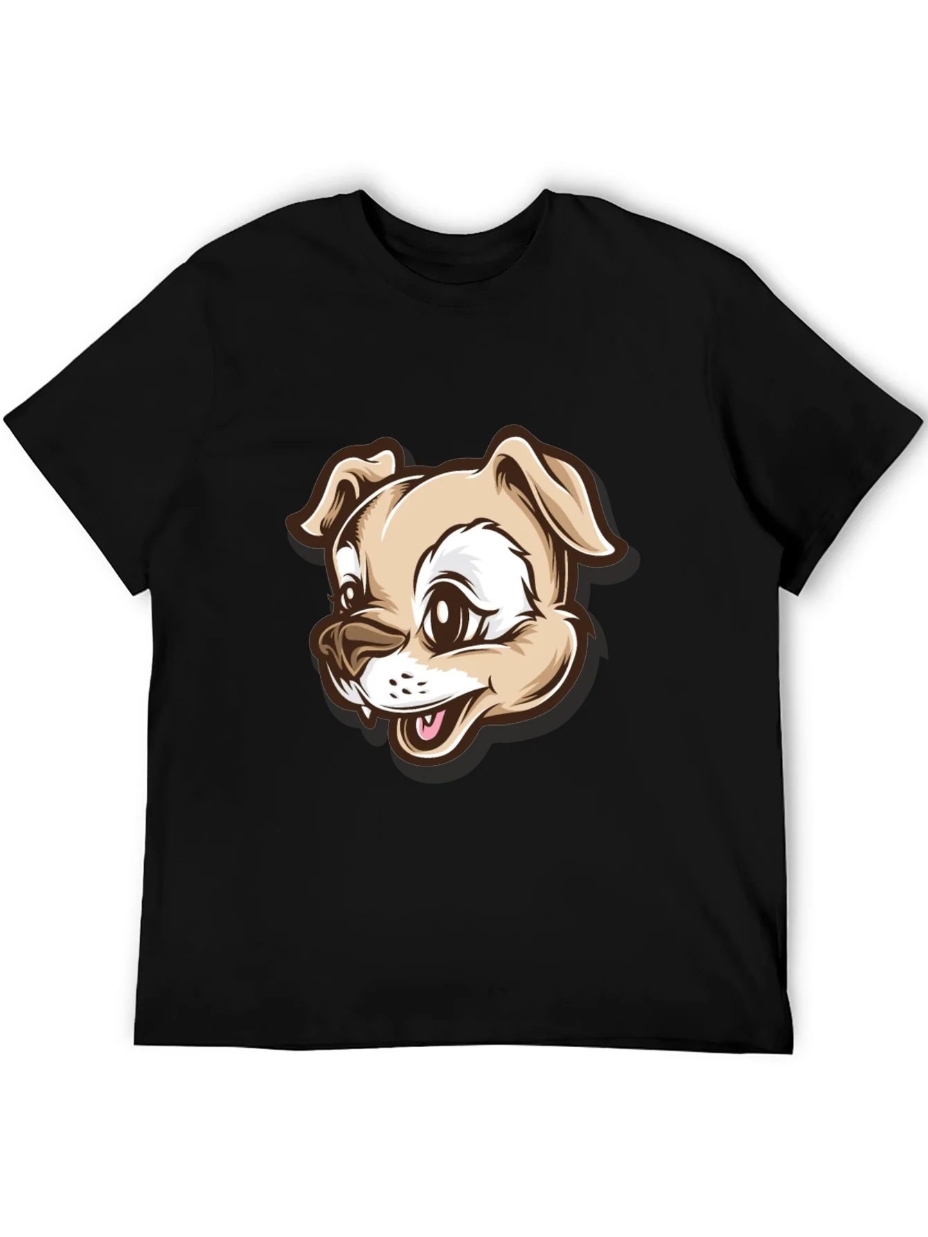 Dog Cartoon Graphic T-Shirt - Black