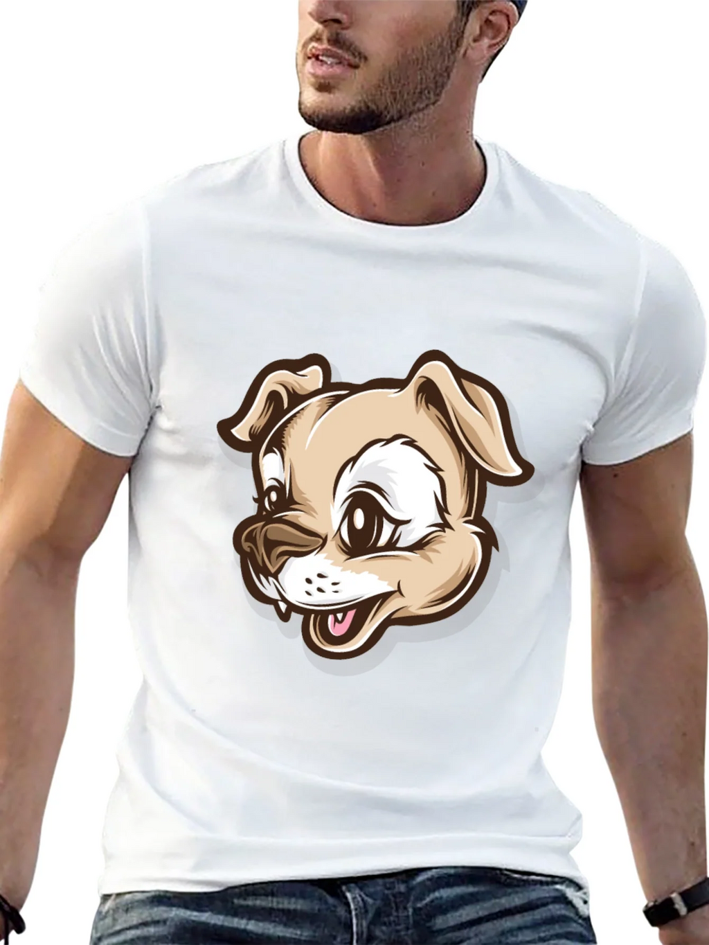 Dog Cartoon Graphic T-Shirt - Black