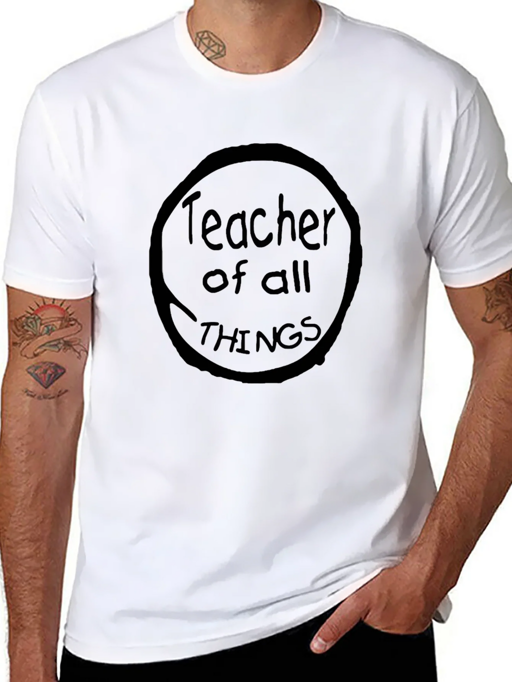 Teacher of All Things Black Crew Neck T-Shirt