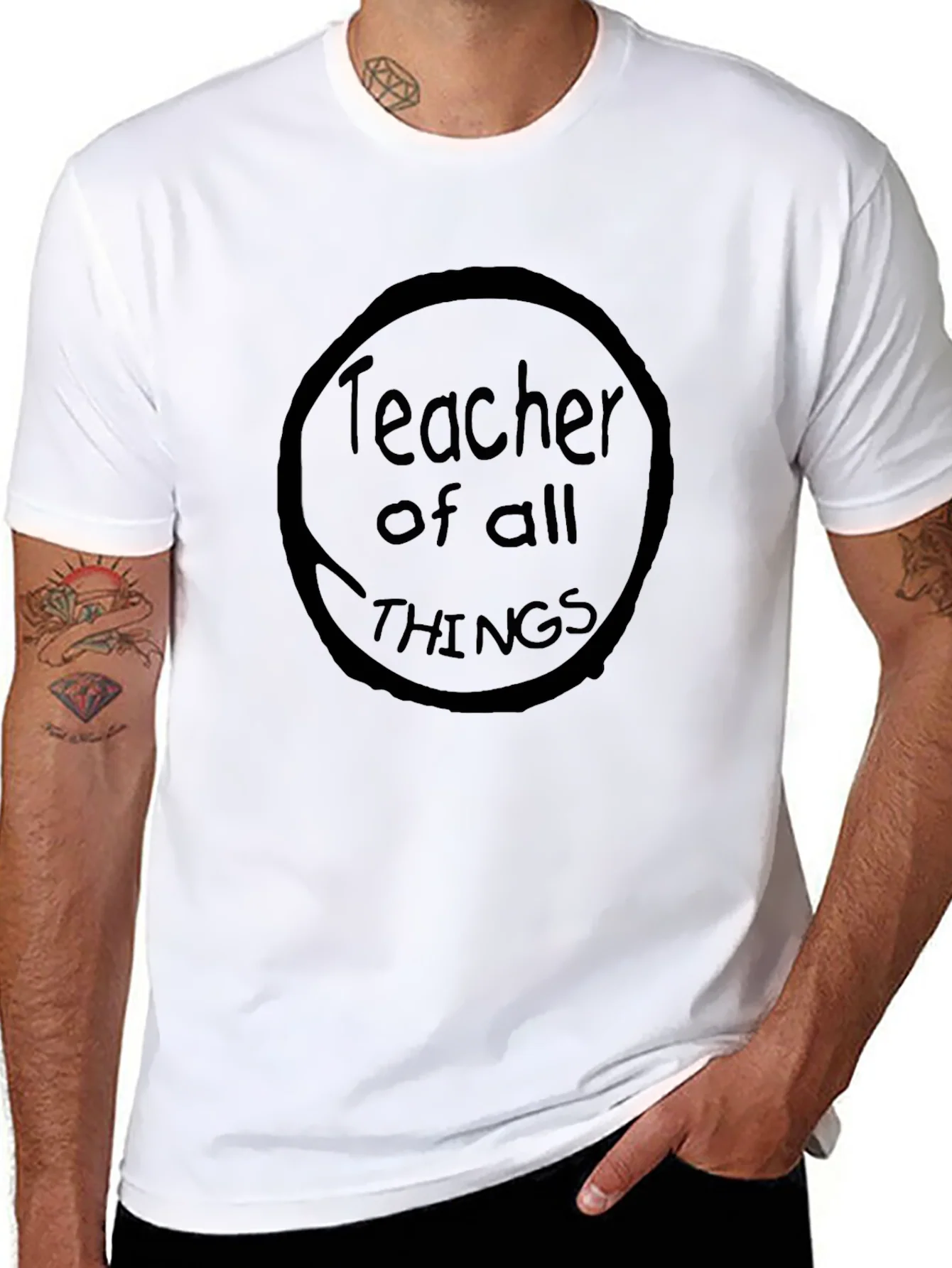 Teacher of All Things Black Crew Neck T-Shirt