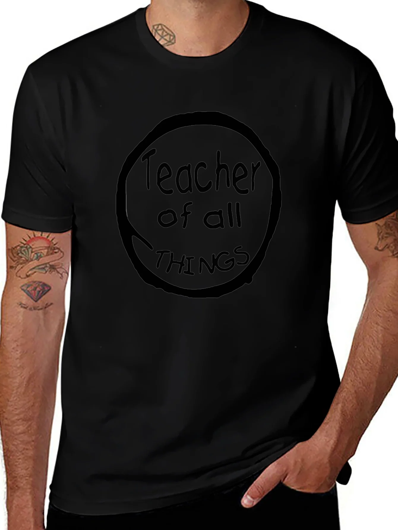 Teacher of All Things Black Crew Neck T-Shirt