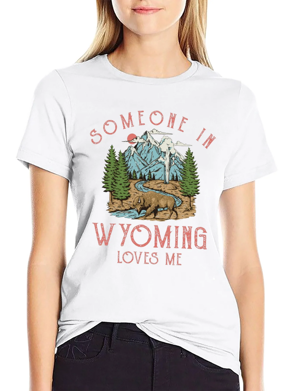 Wyoming Loves Me Graphic Tee - Black