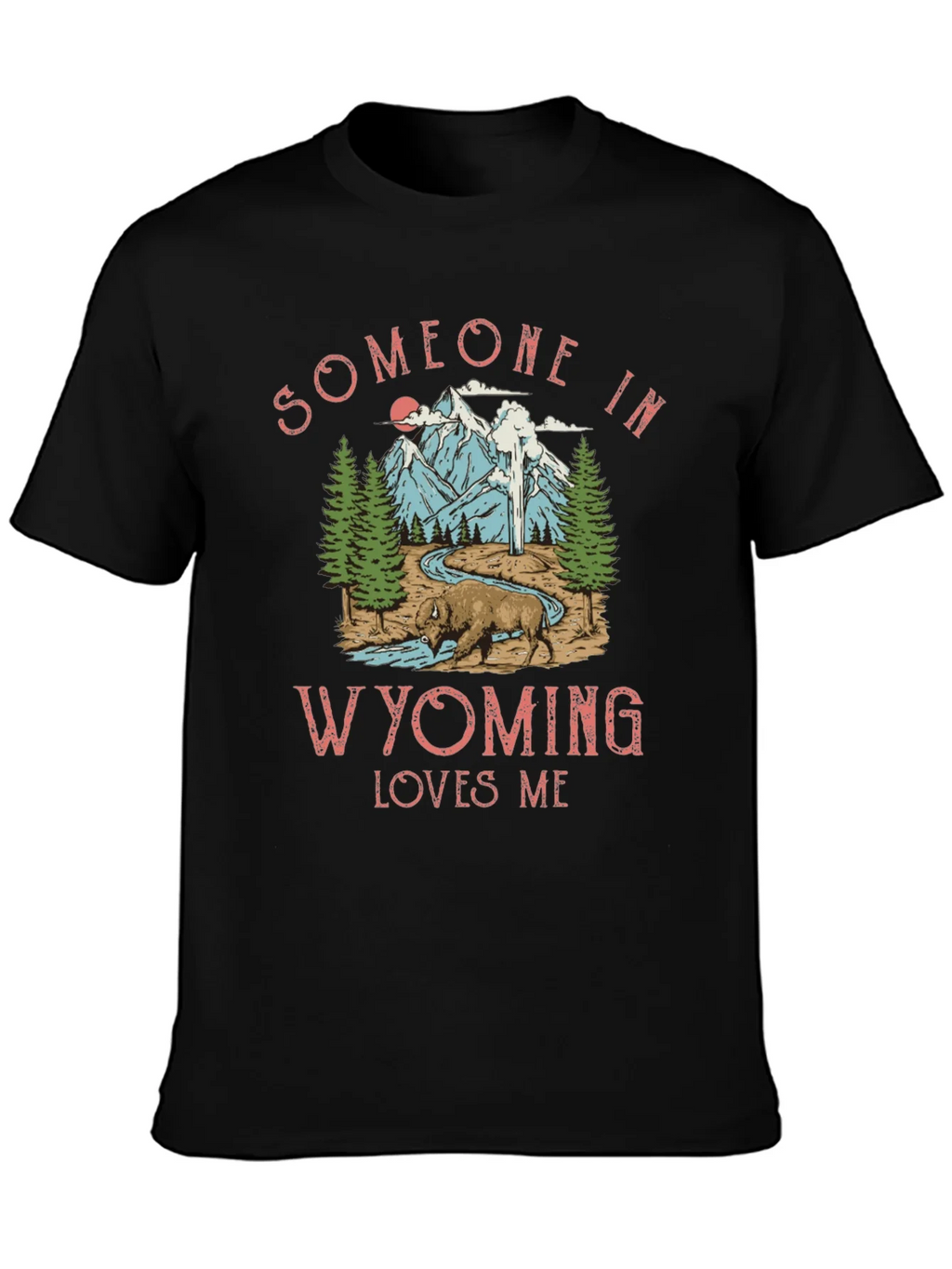 Wyoming Loves Me Graphic Tee - Black