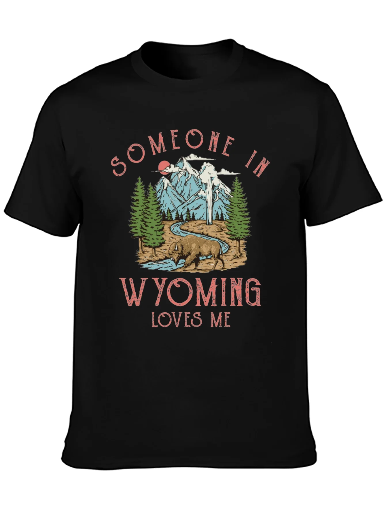 Wyoming Loves Me Graphic Tee - Black