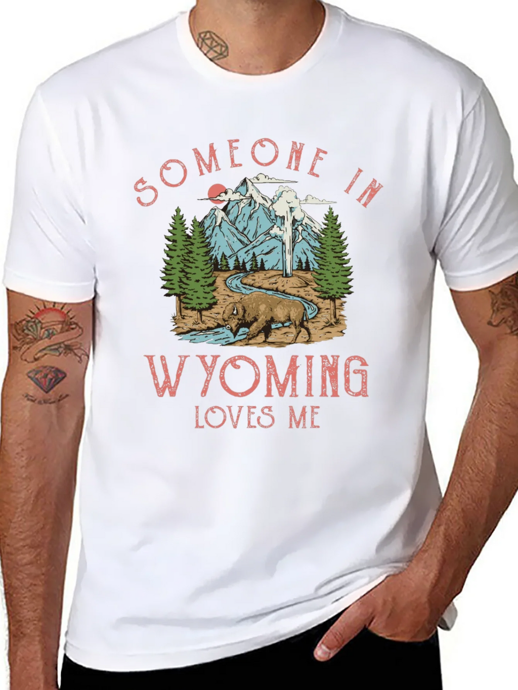 Wyoming Loves Me Graphic Tee - Black