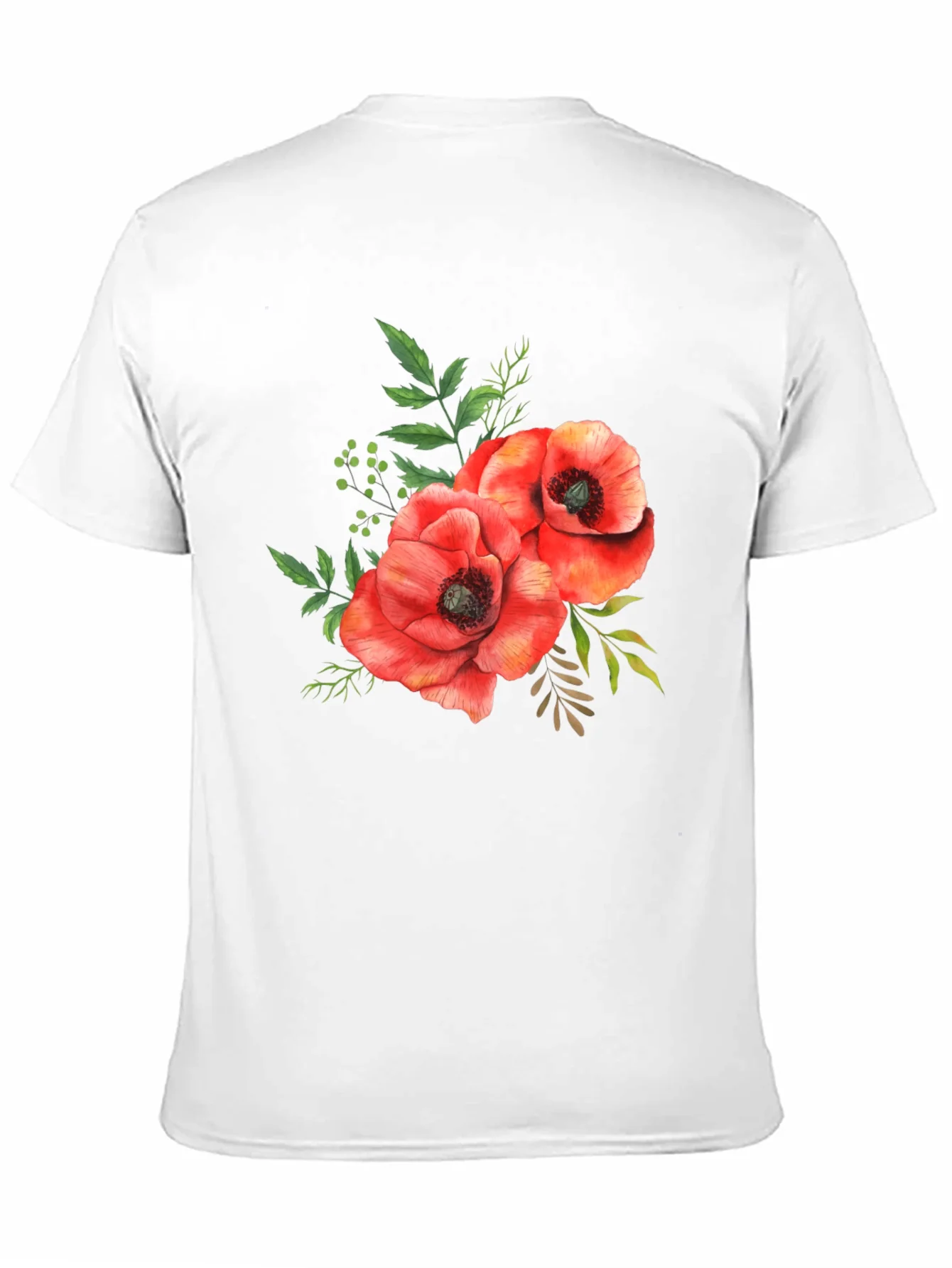Floral Poppy T-Shirt - Black Cotton Tee