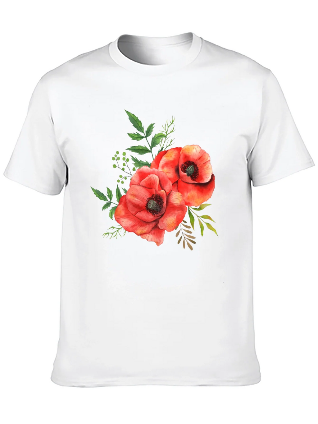 Floral Poppy T-Shirt - Black Cotton Tee