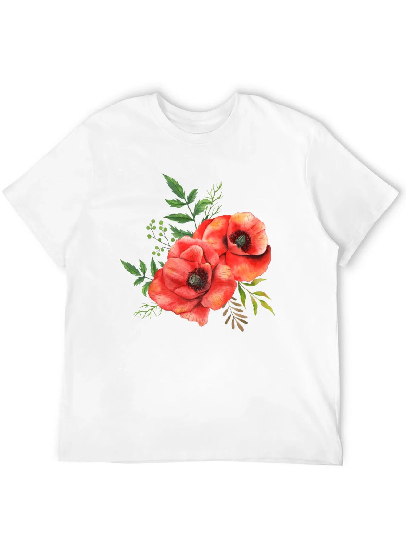 Floral Poppy T-Shirt - Black Cotton Tee
