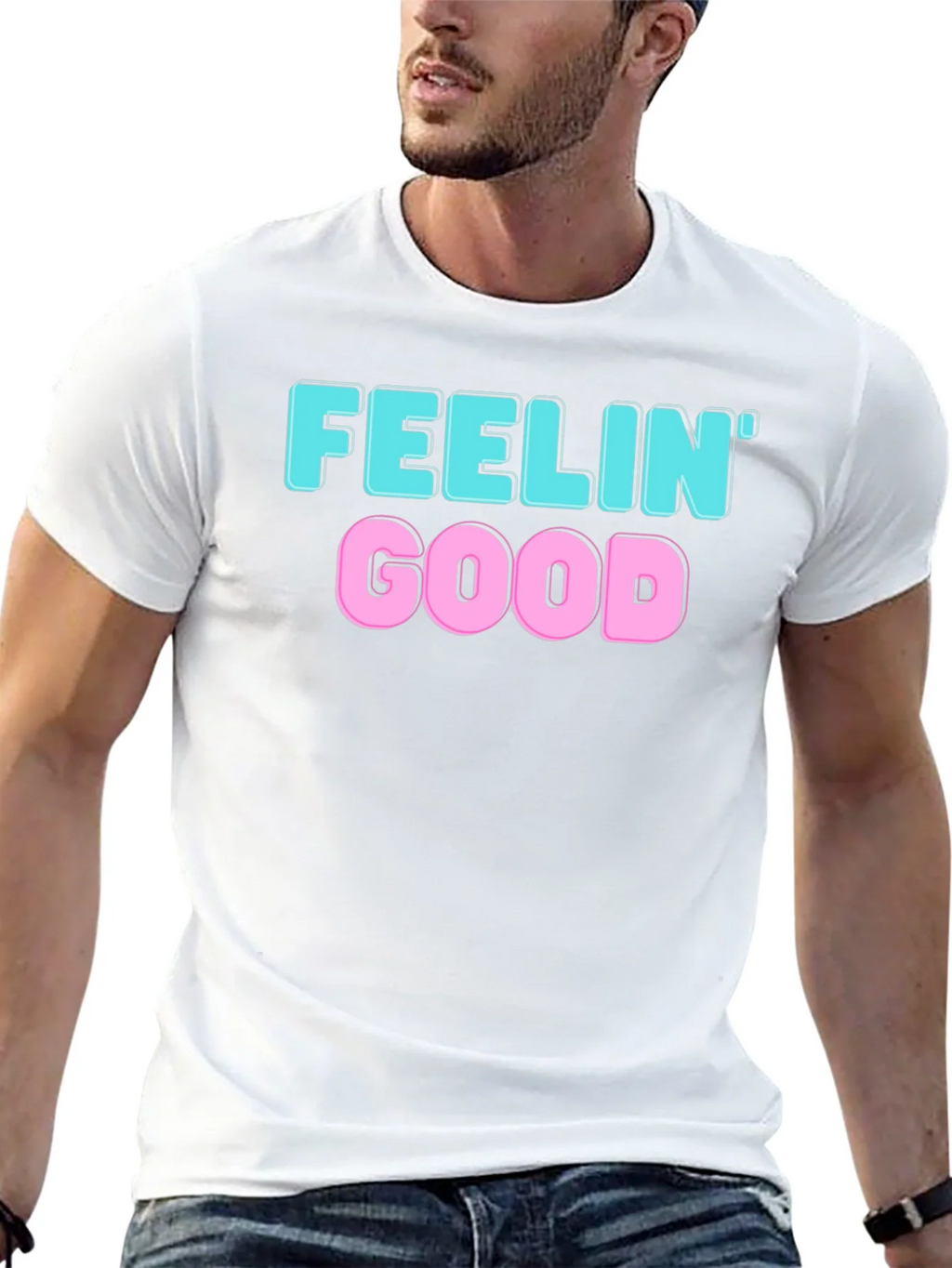 Feelin Good Graphic Tee - Black Cotton Blend