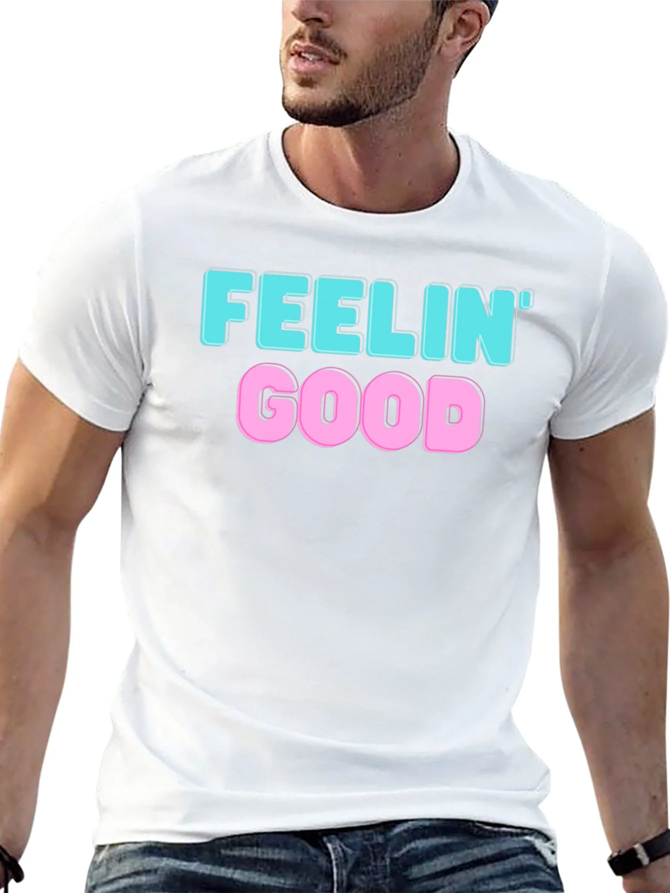 Feelin Good Graphic Tee - Black Cotton Blend