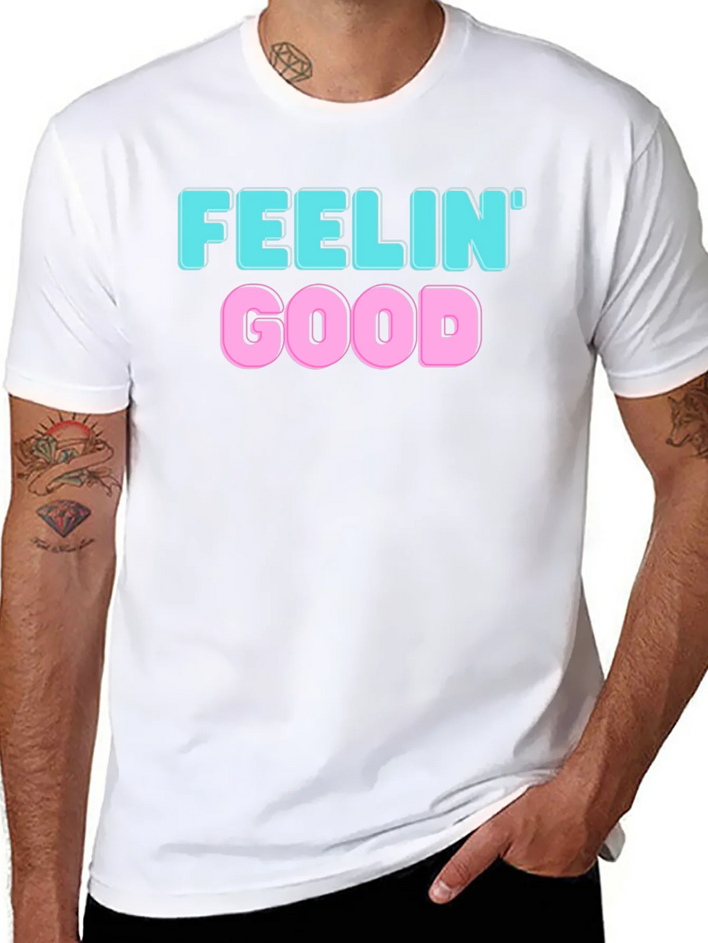 Feelin Good Graphic Tee - Black Cotton Blend