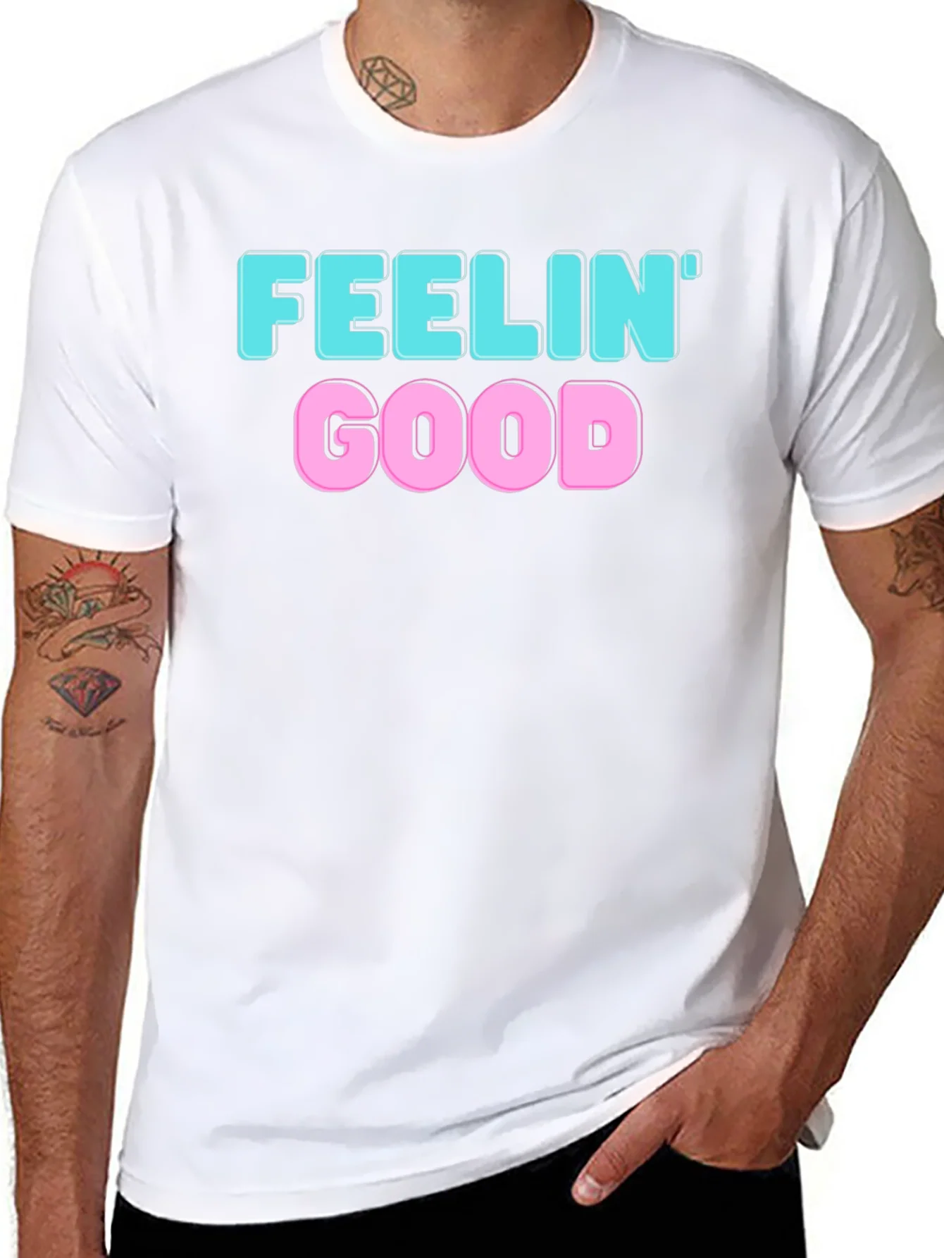 Feelin Good Graphic Tee - Black Cotton Blend