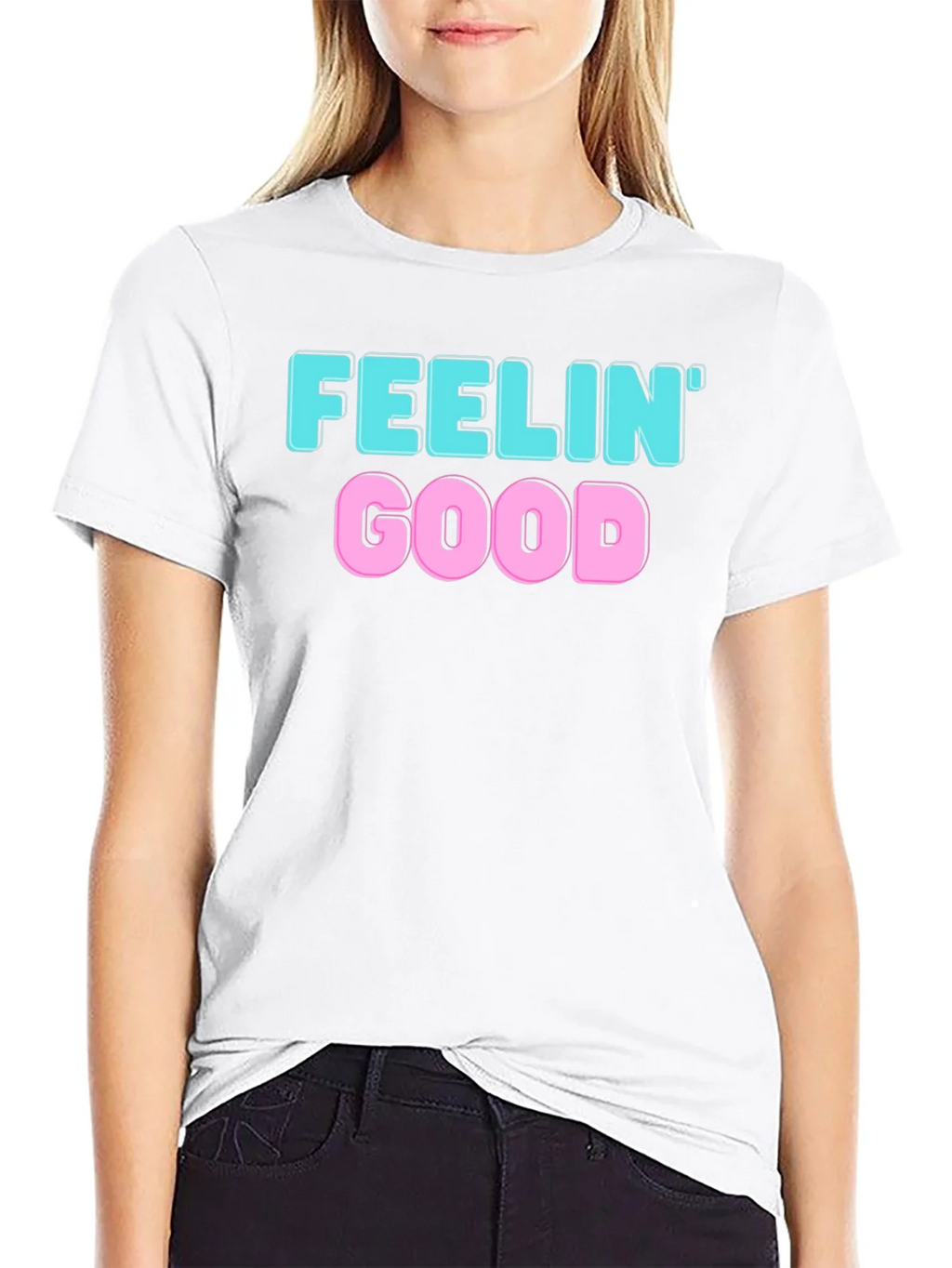Feelin Good Graphic Tee - Black Cotton Blend