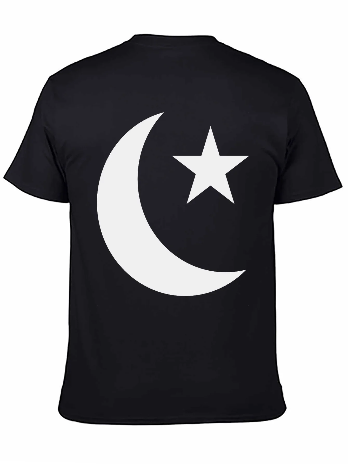 Crescent Moon & Star Graphic Tee - Black Cotton Blend