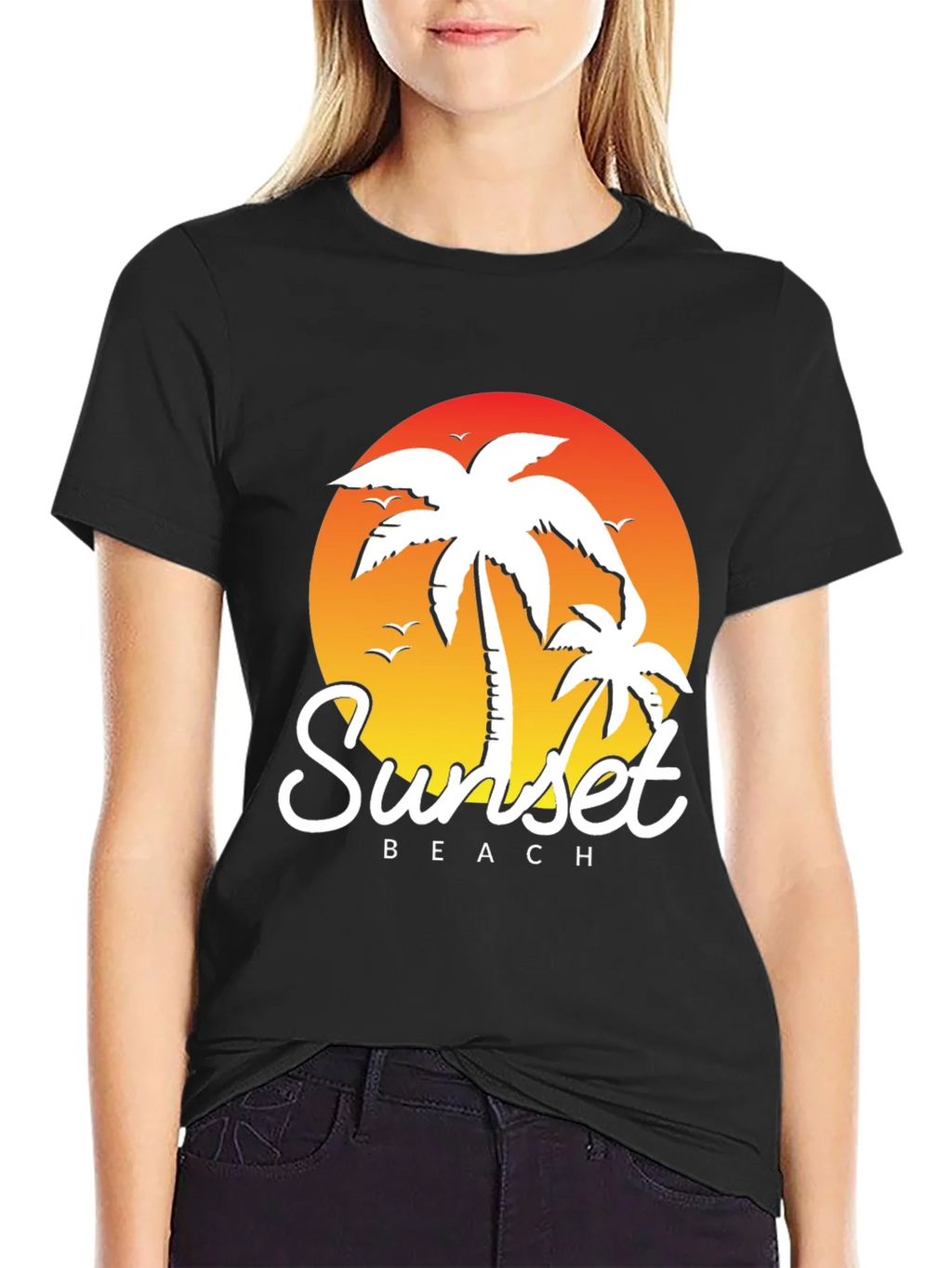 Sunset Beach Palm Tree T-Shirt
