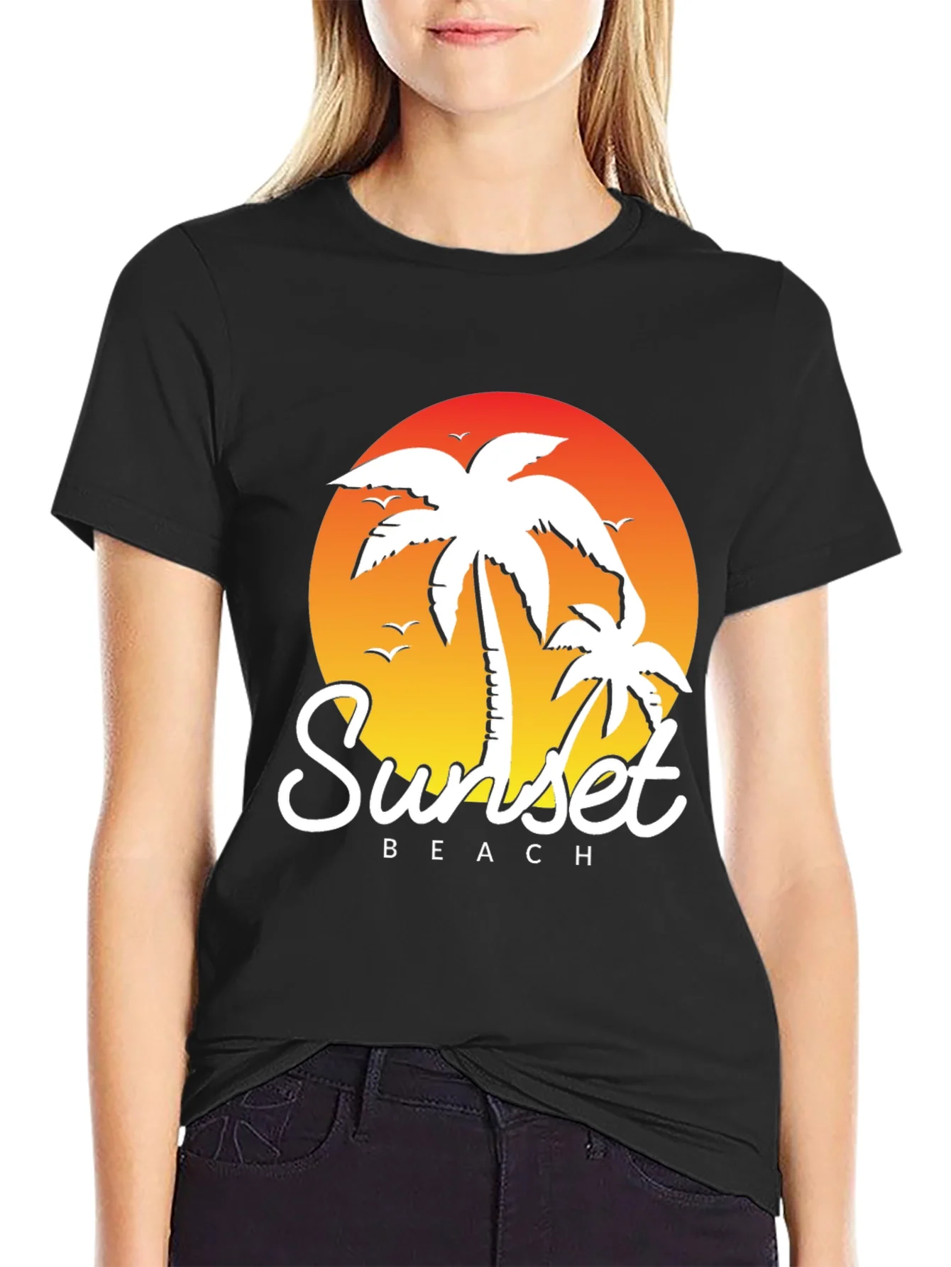 Sunset Beach Palm Tree T-Shirt