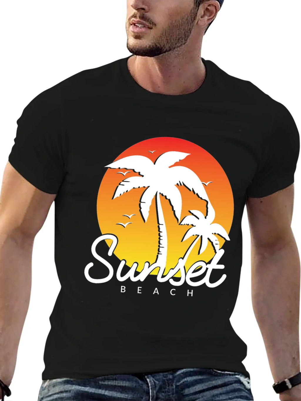 Sunset Beach Palm Tree T-Shirt