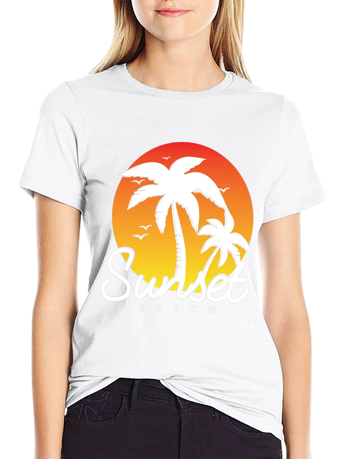 Sunset Beach Palm Tree T-Shirt