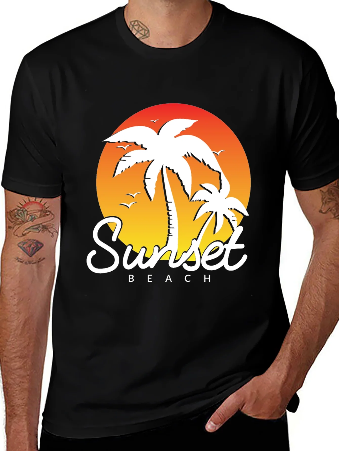 Sunset Beach Palm Tree T-Shirt