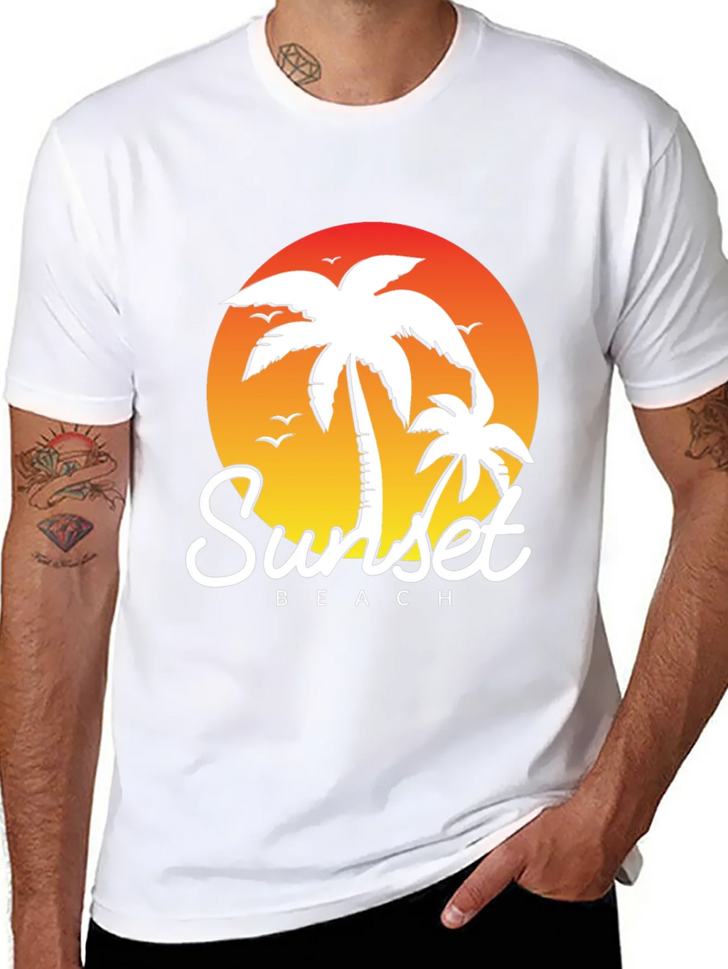 Sunset Beach Palm Tree T-Shirt