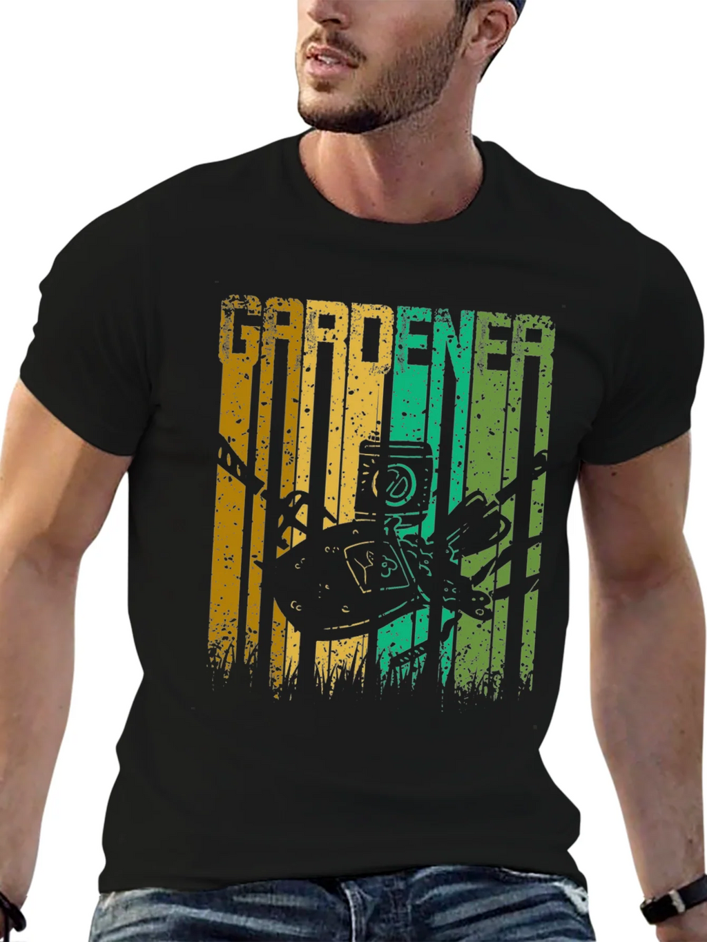 Gardener Graphic Print T-Shirt - Black Cotton