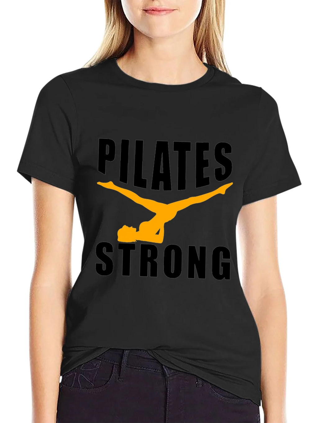 Pilates Strong Black Graphic Tee