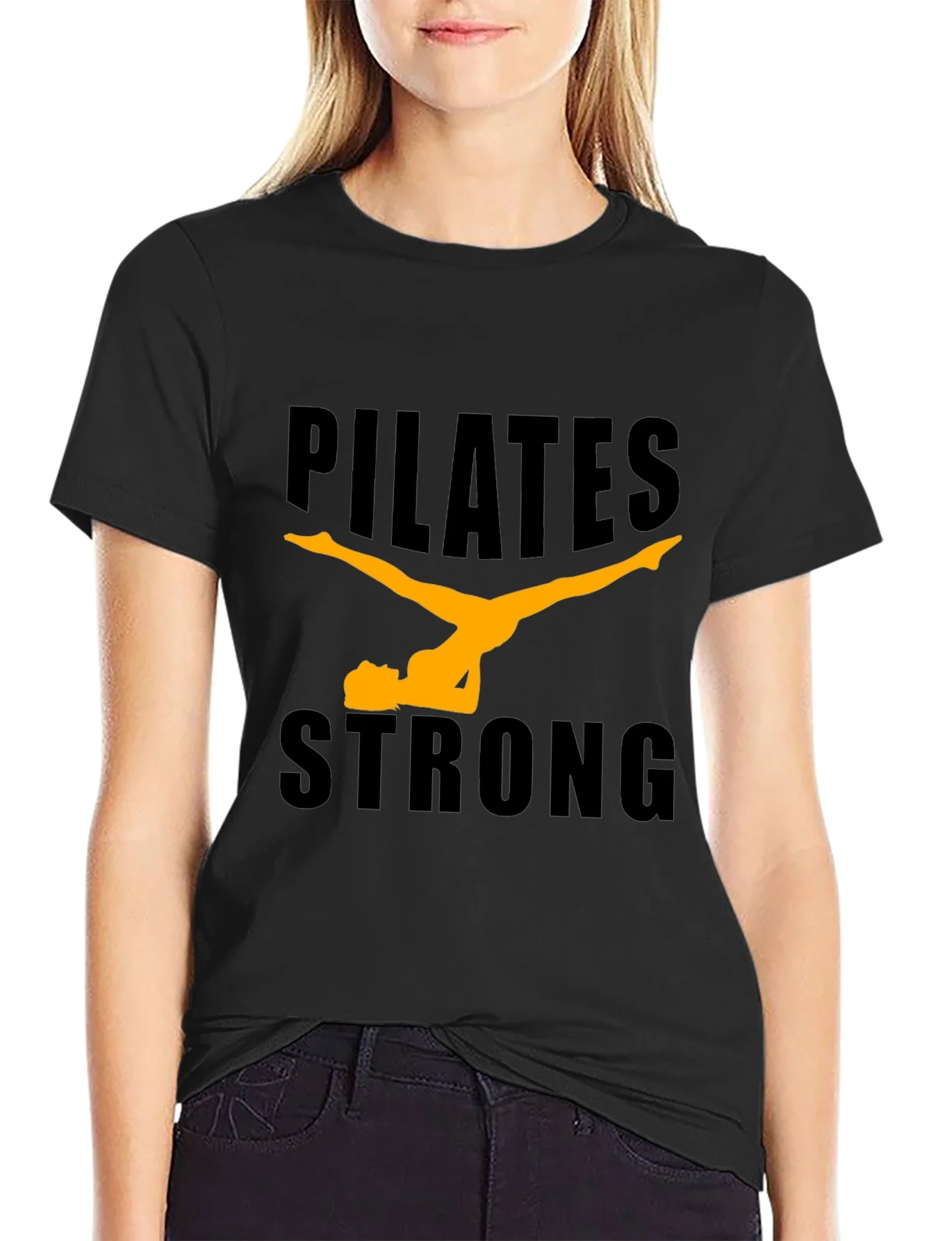 Pilates Strong Black Graphic Tee