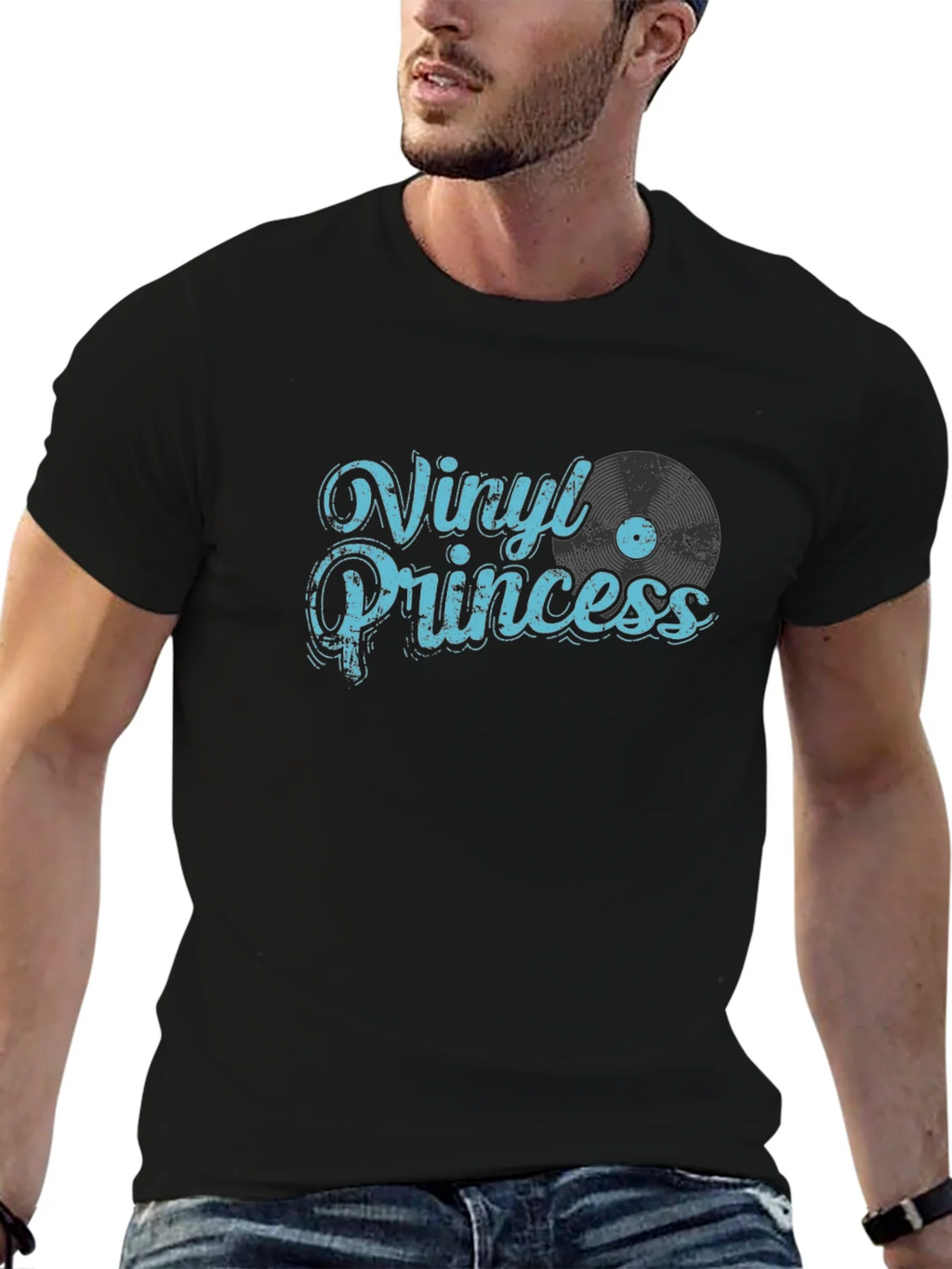 Vinyl Princess Graphic Tee - Black Cotton T-Shirt