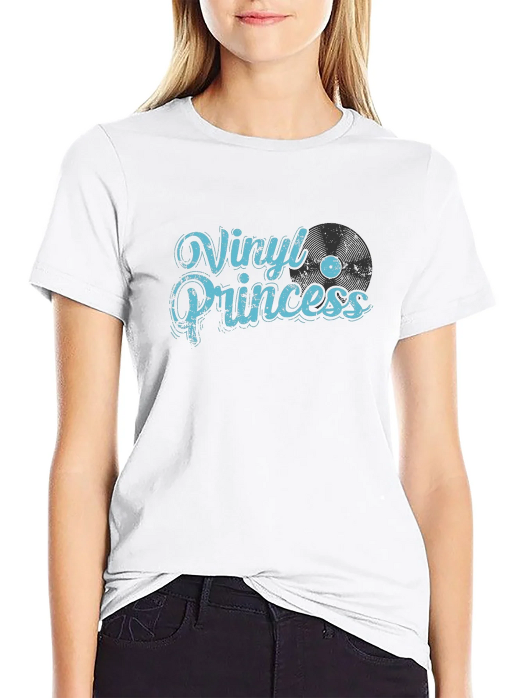Vinyl Princess Graphic Tee - Black Cotton T-Shirt