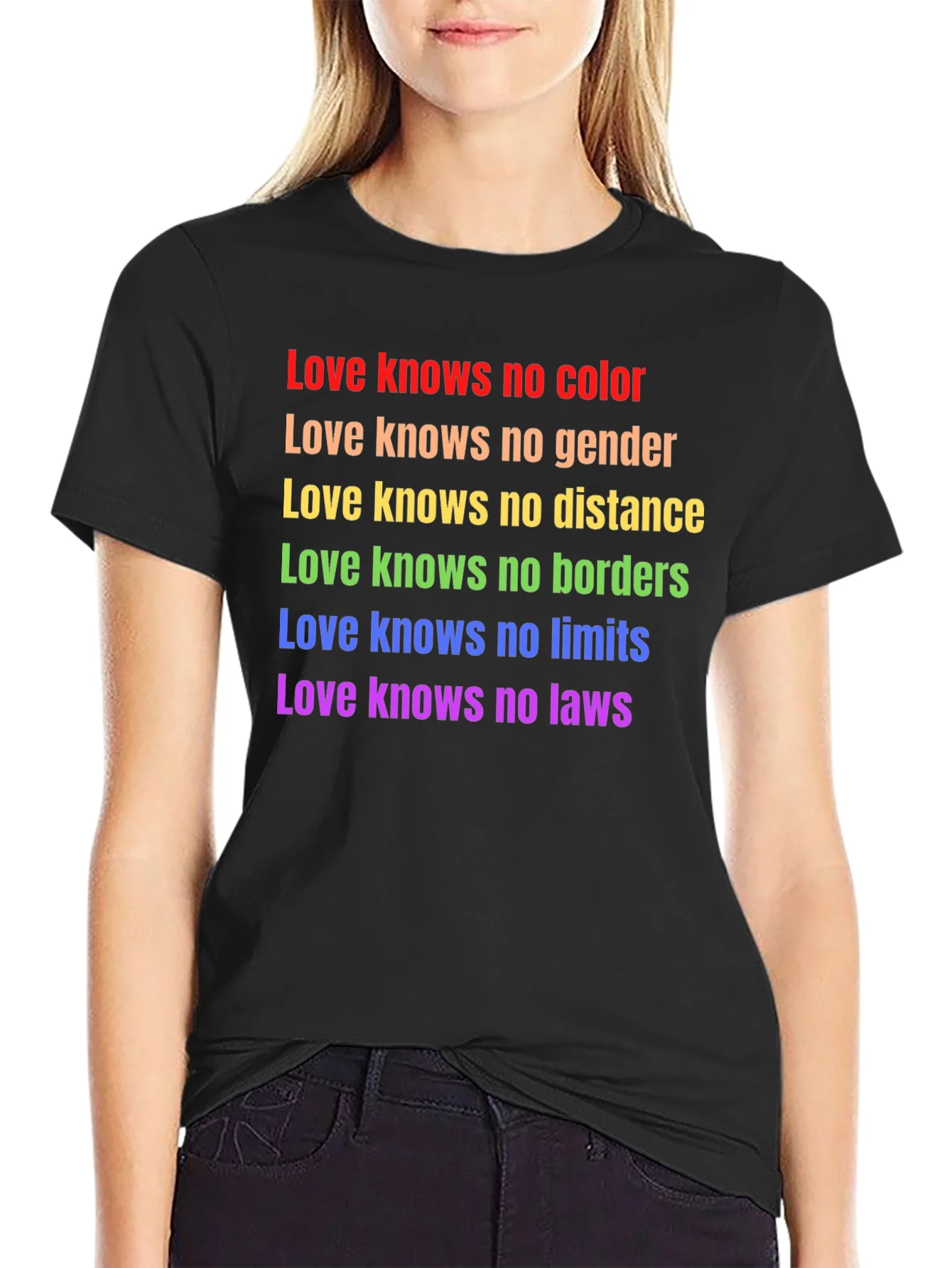 Love Knows No Color Black T-Shirt LGBTQ Pride