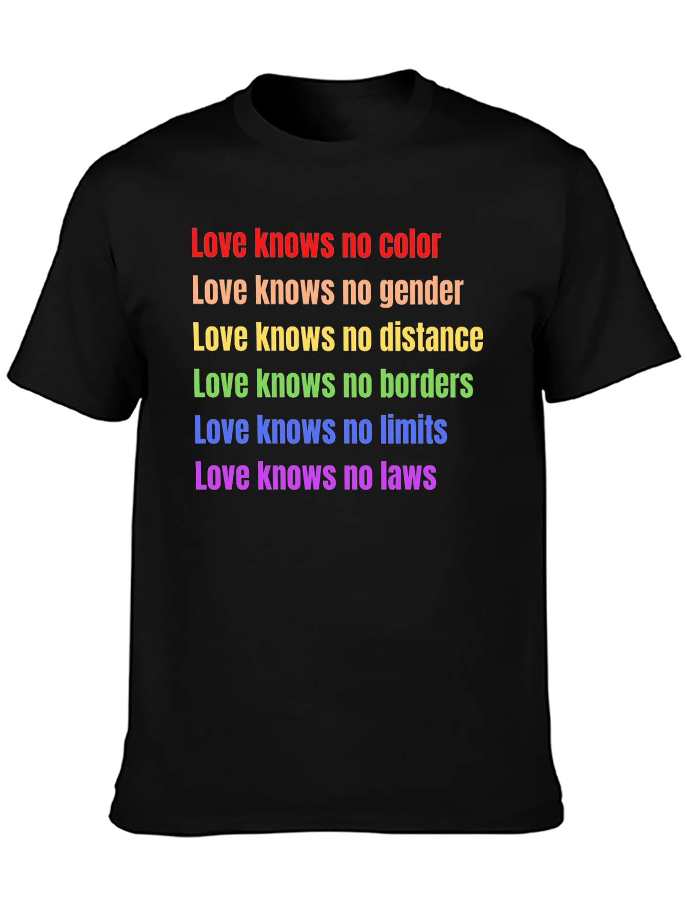 Love Knows No Color Black T-Shirt LGBTQ Pride