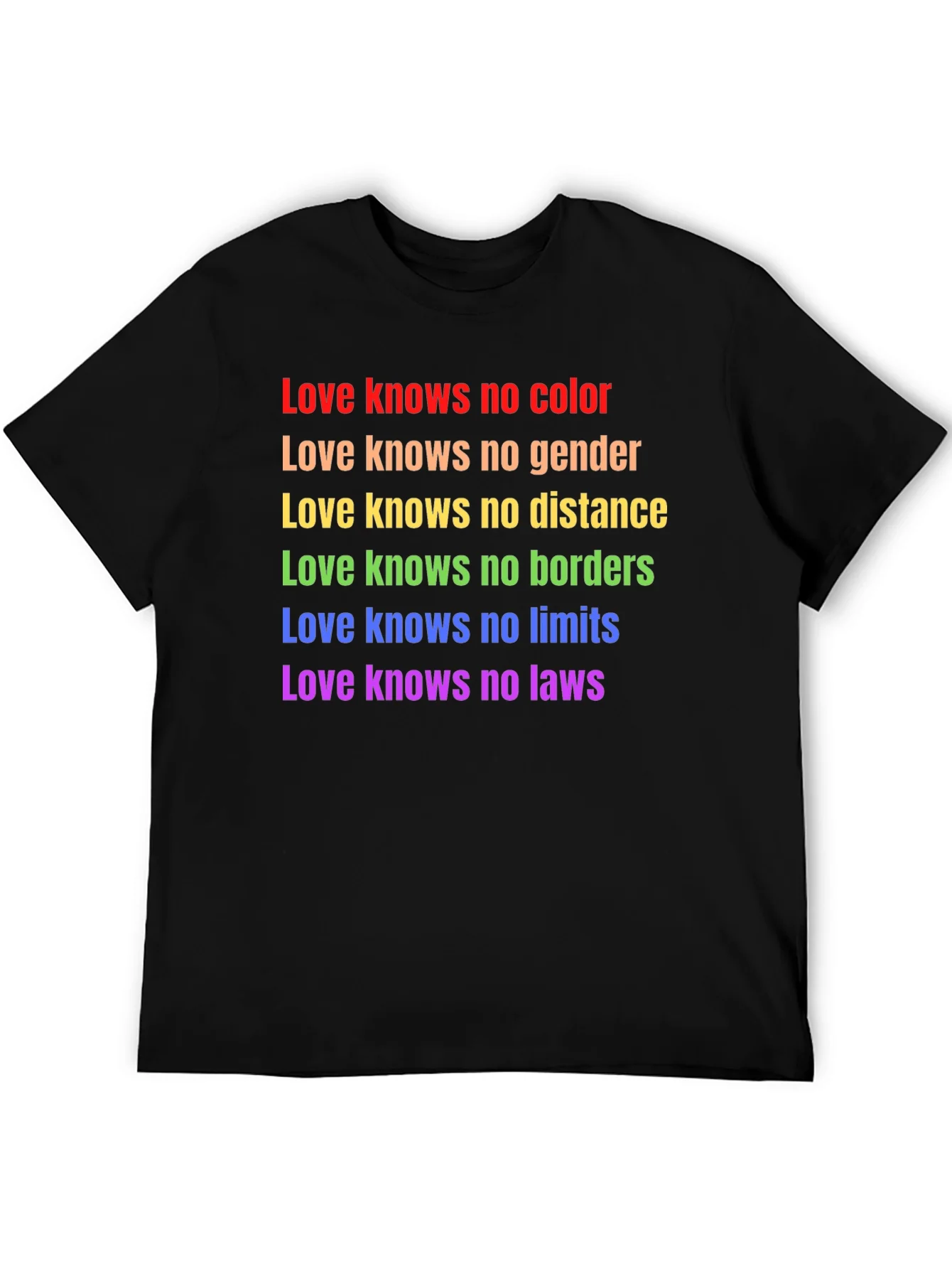 Love Knows No Color Black T-Shirt LGBTQ Pride