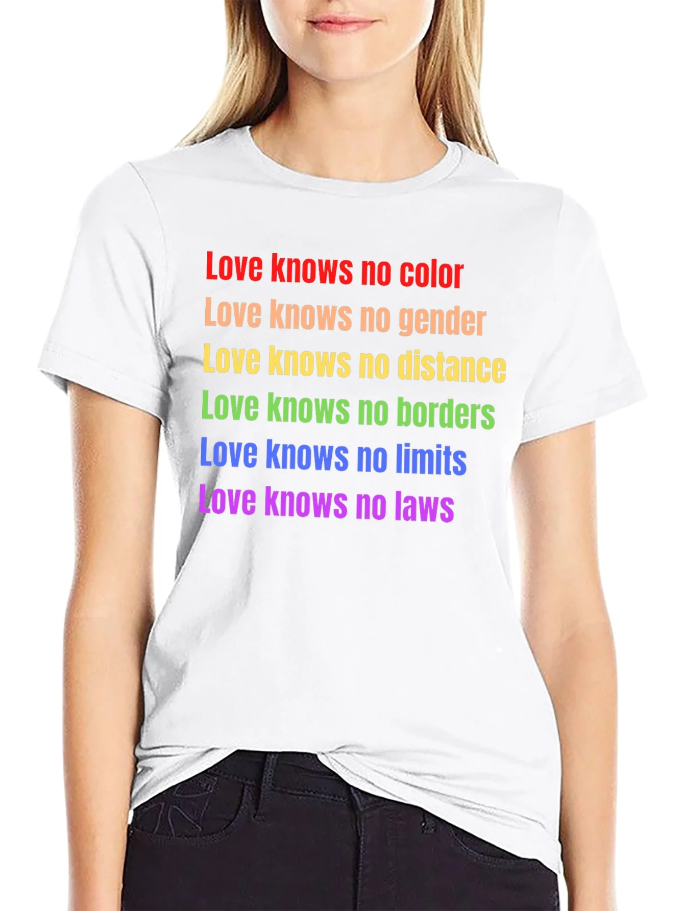 Love Knows No Color Black T-Shirt LGBTQ Pride