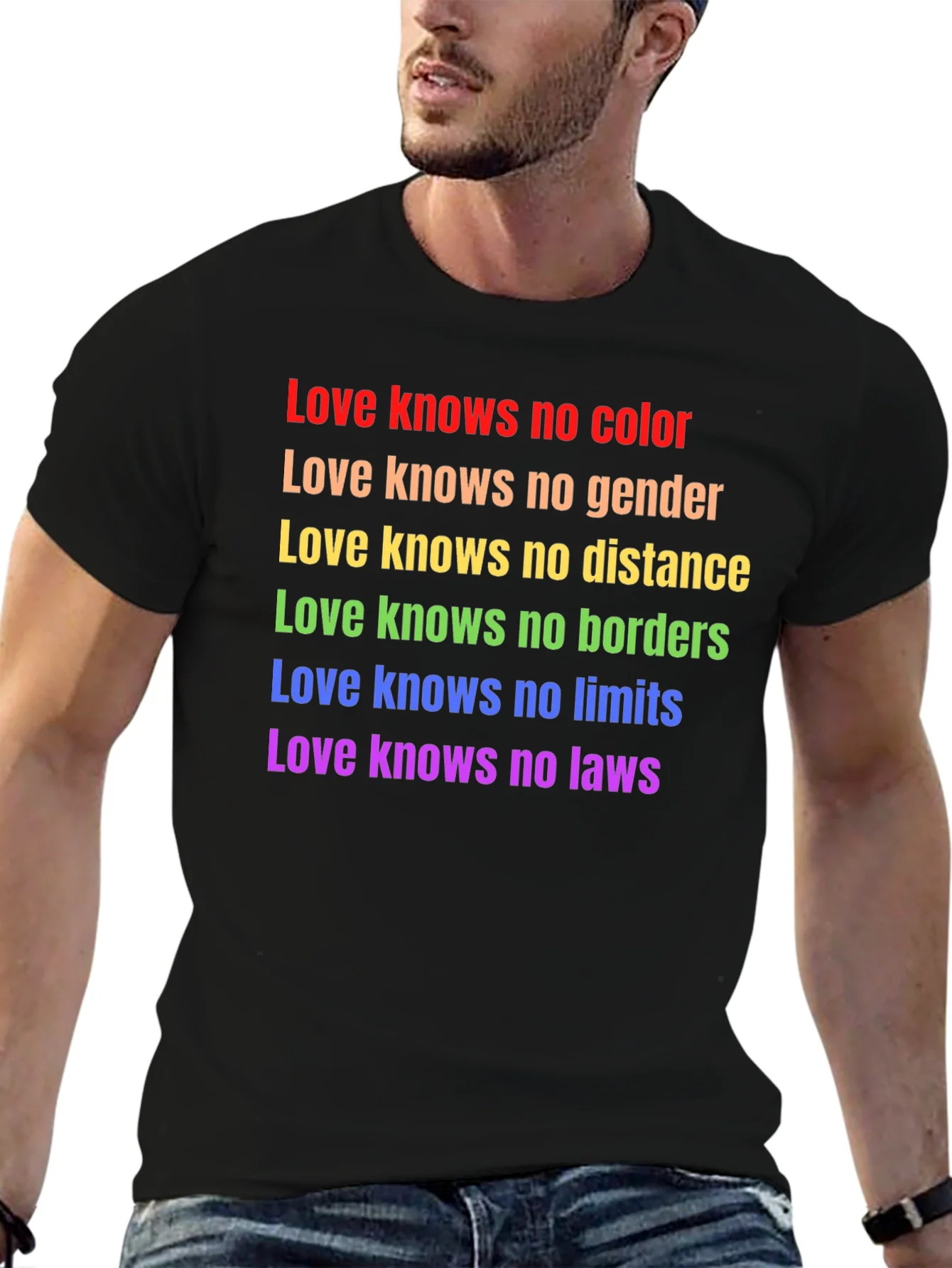 Love Knows No Color Black T-Shirt LGBTQ Pride