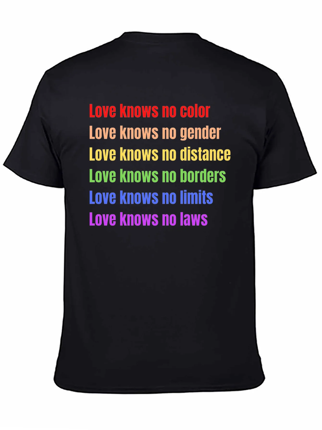 Love Knows No Color Black T-Shirt LGBTQ Pride