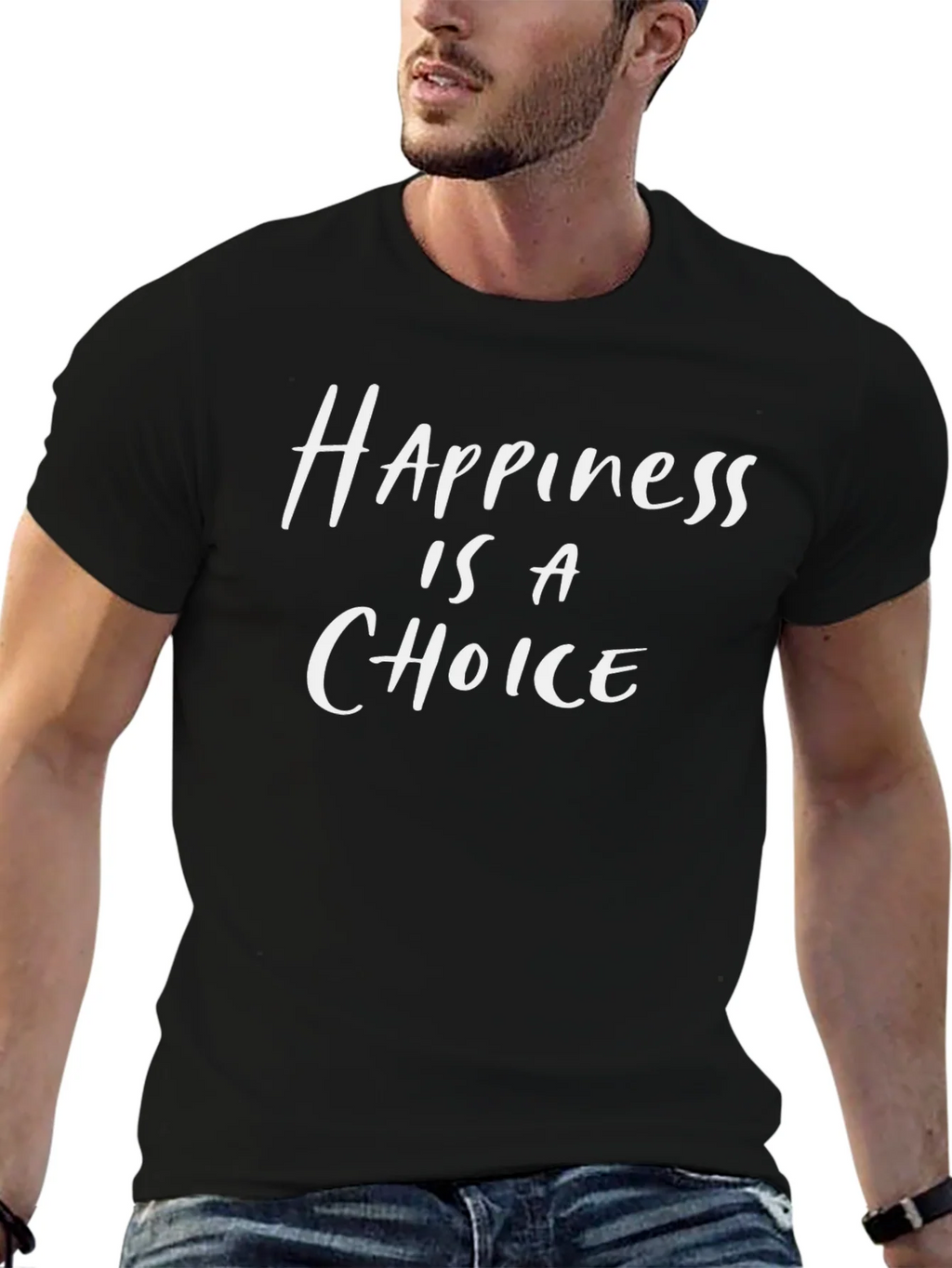 Happiness Is A Choice Black Graphic T-Shirt